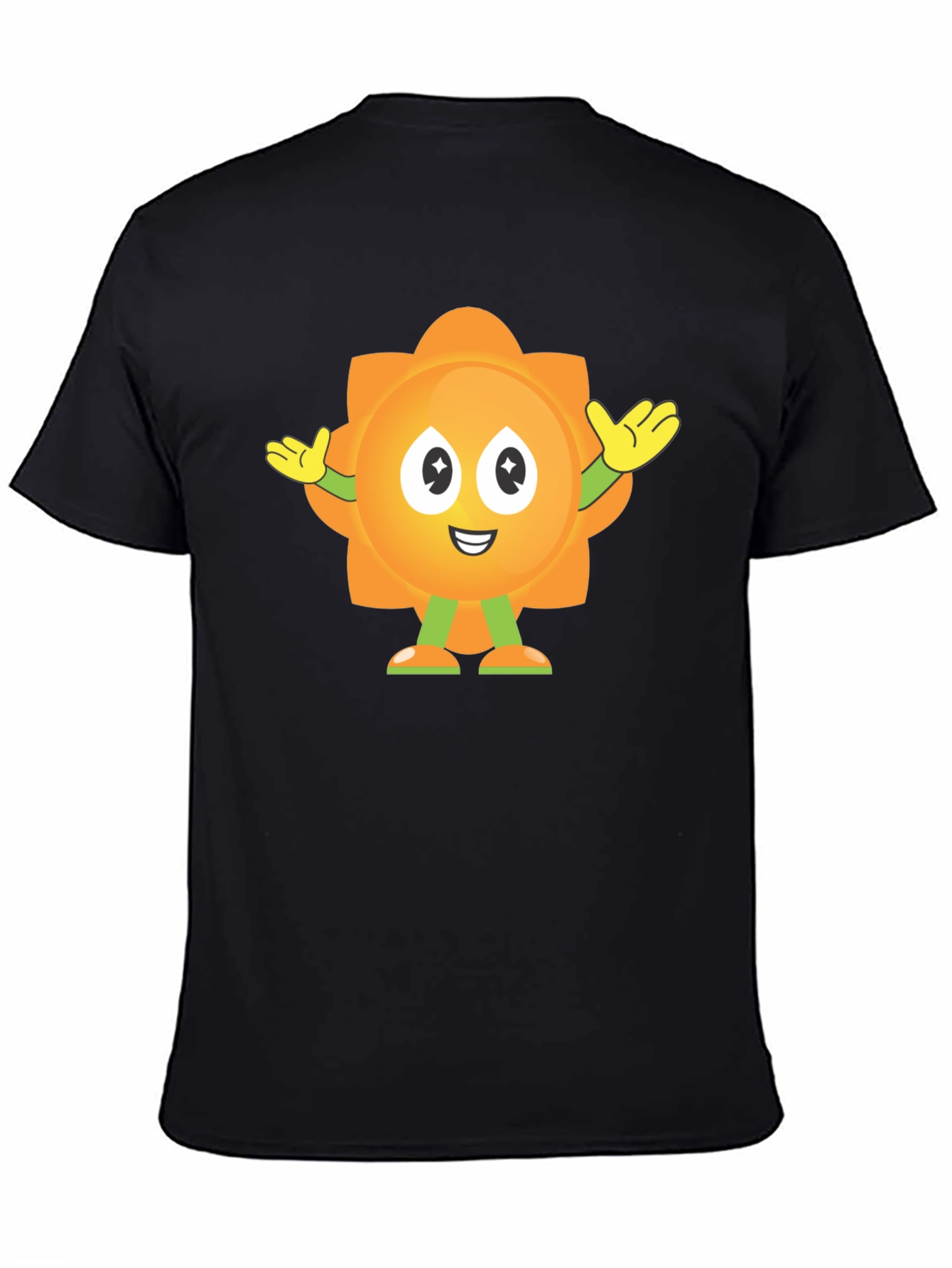 Fun Sun Cartoon Graphic Black T-Shirt