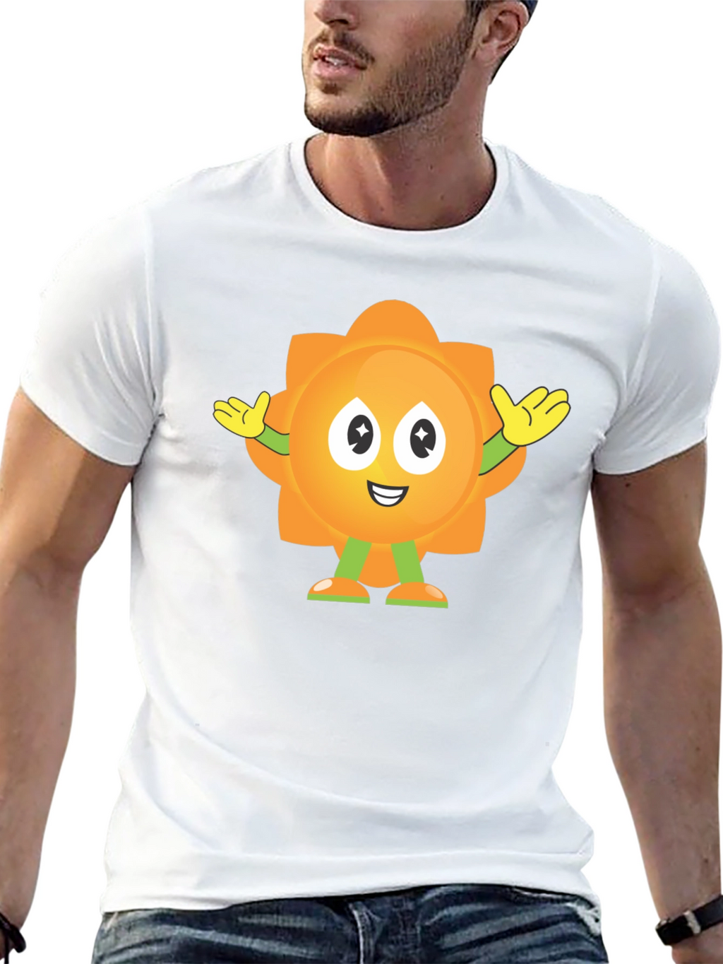 Fun Sun Cartoon Graphic Black T-Shirt