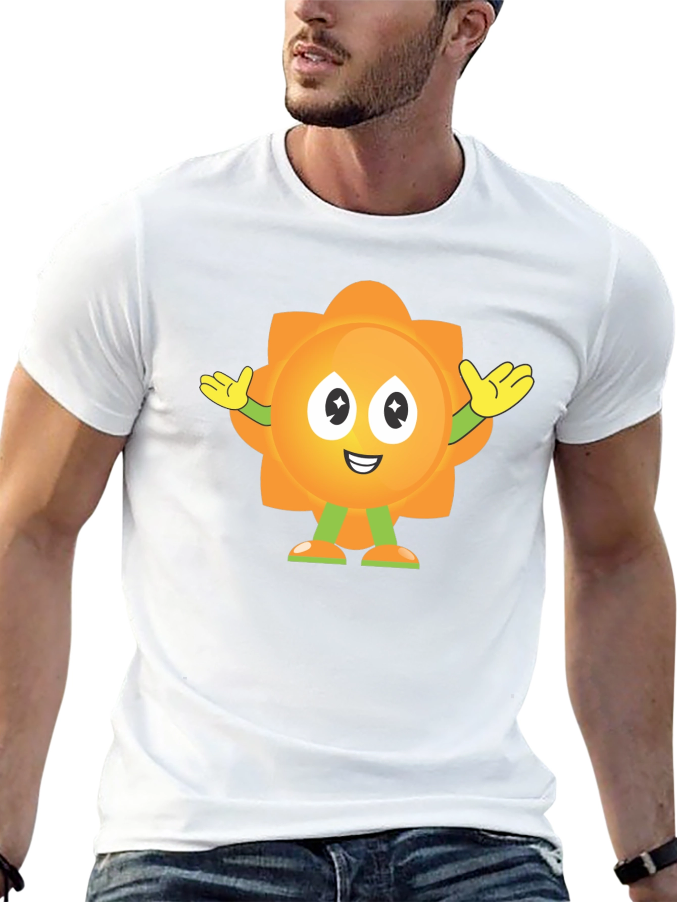Fun Sun Cartoon Graphic Black T-Shirt