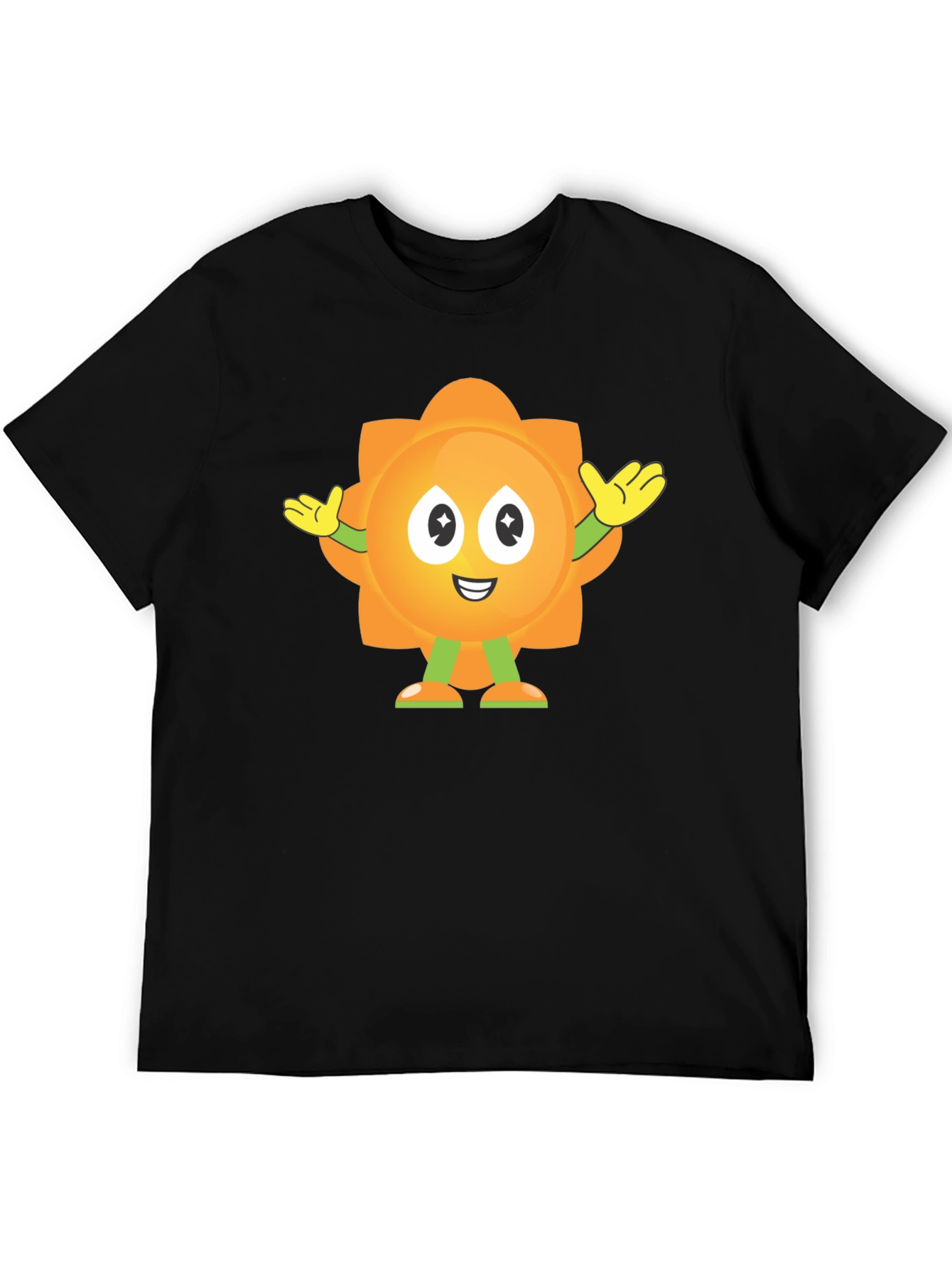 Fun Sun Cartoon Graphic Black T-Shirt