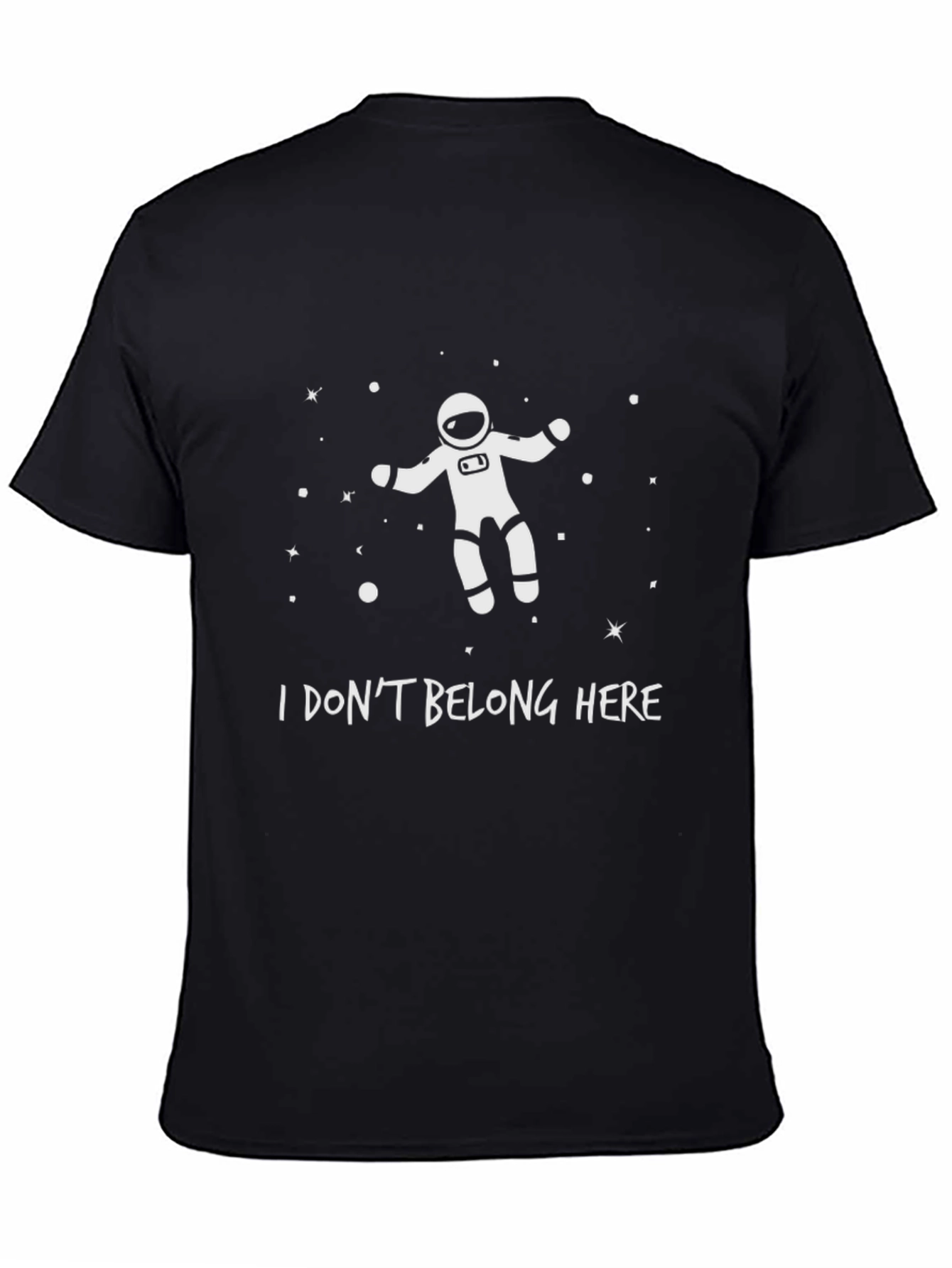 Astronaut I Dont Belong Here Black T-Shirt