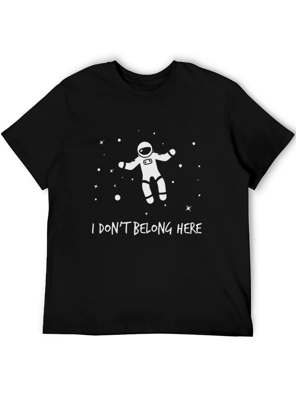 Astronaut I Dont Belong Here Black T-Shirt