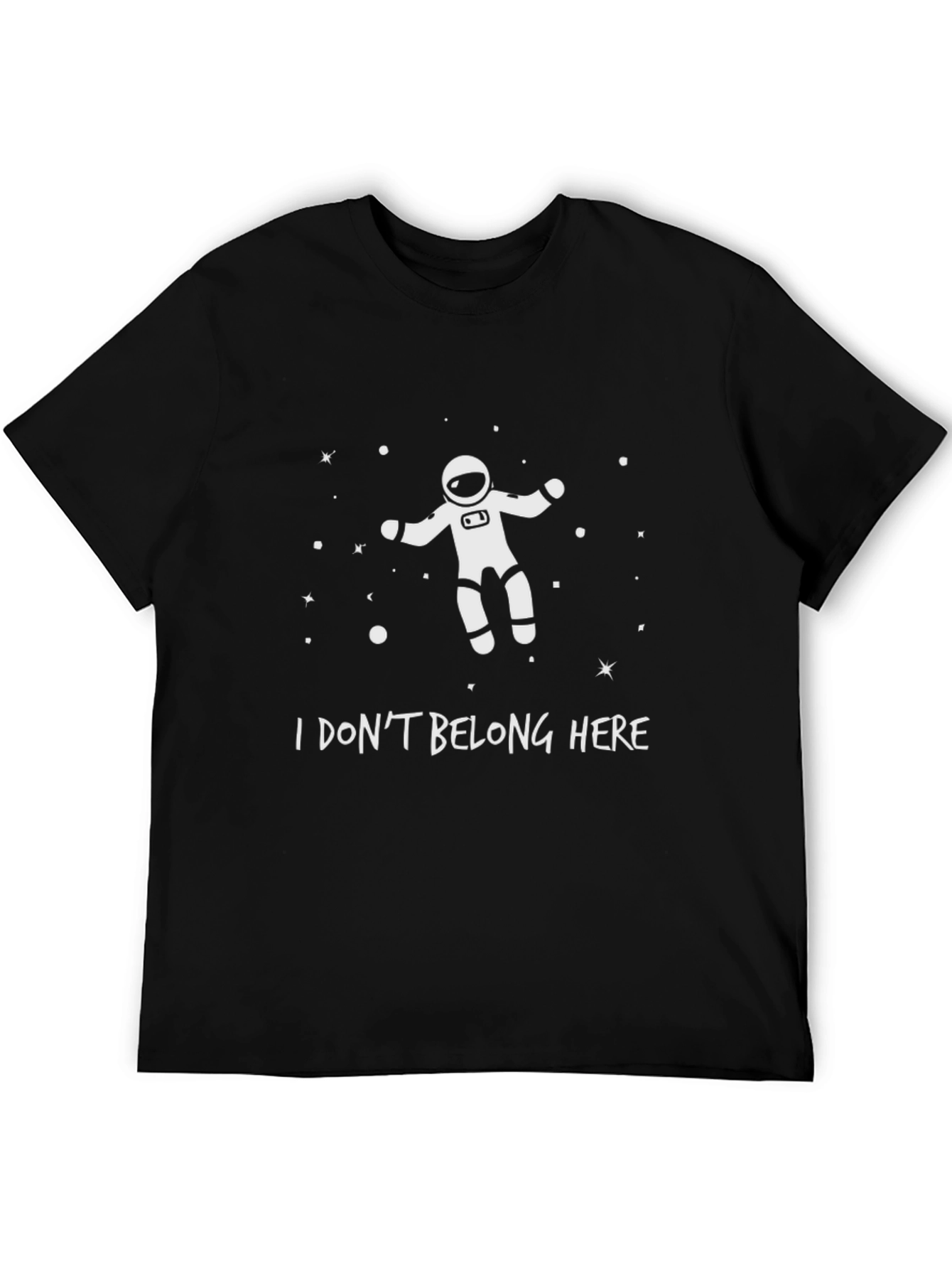 Astronaut I Dont Belong Here Black T-Shirt