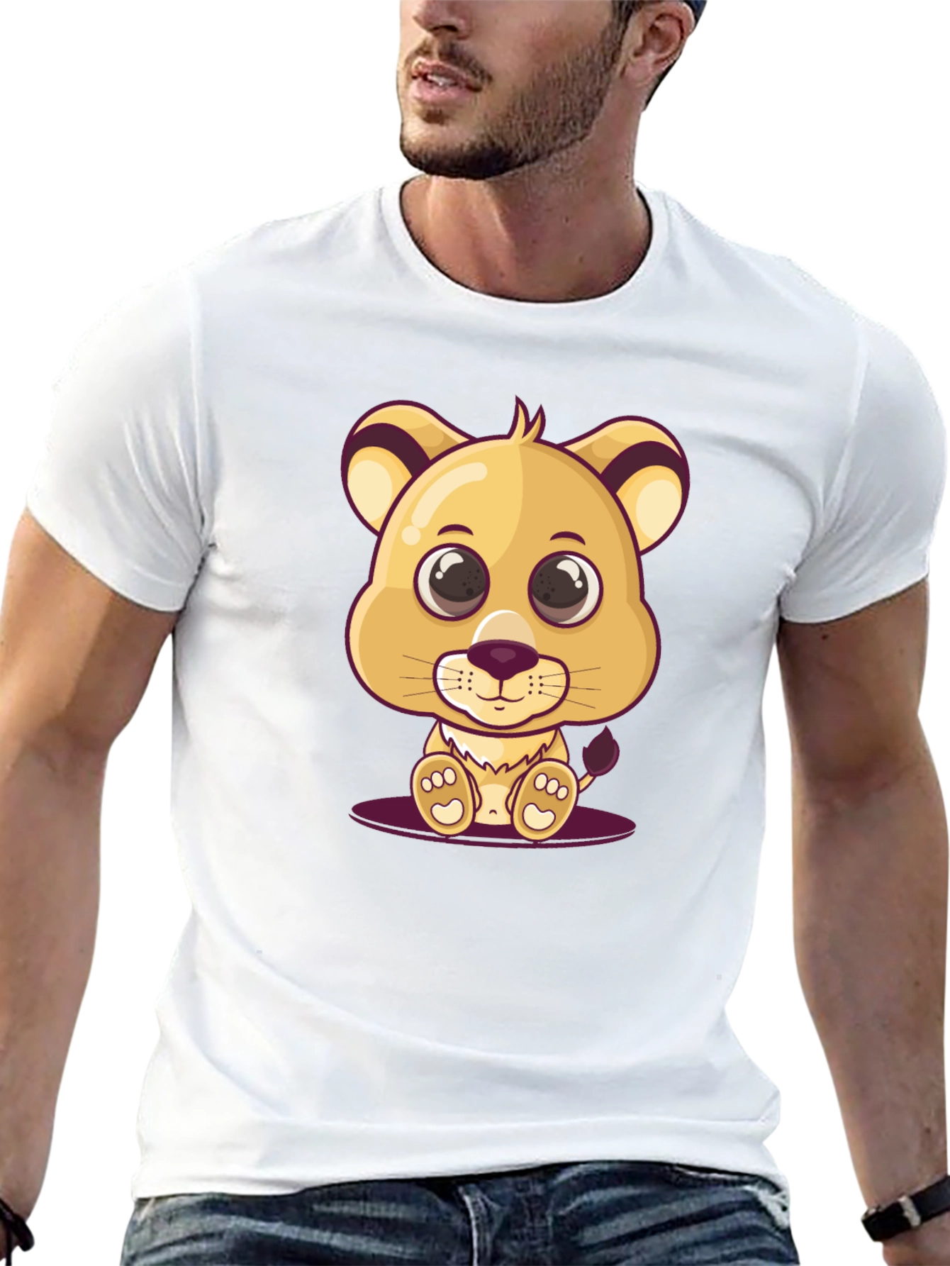 Cute Lion Cub Graphic T-Shirt