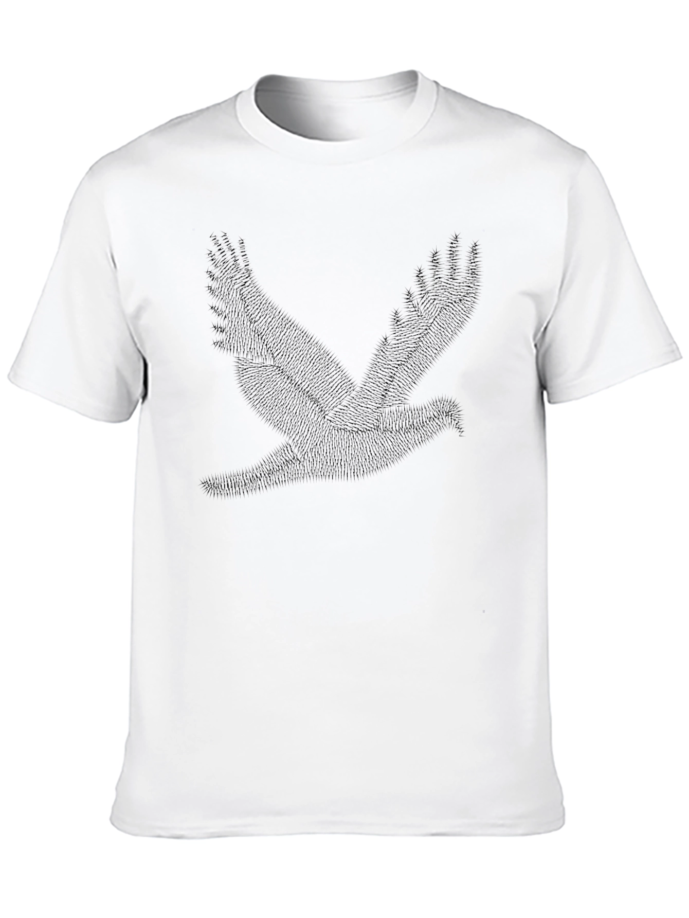 Abstract Bird Print Black T-Shirt