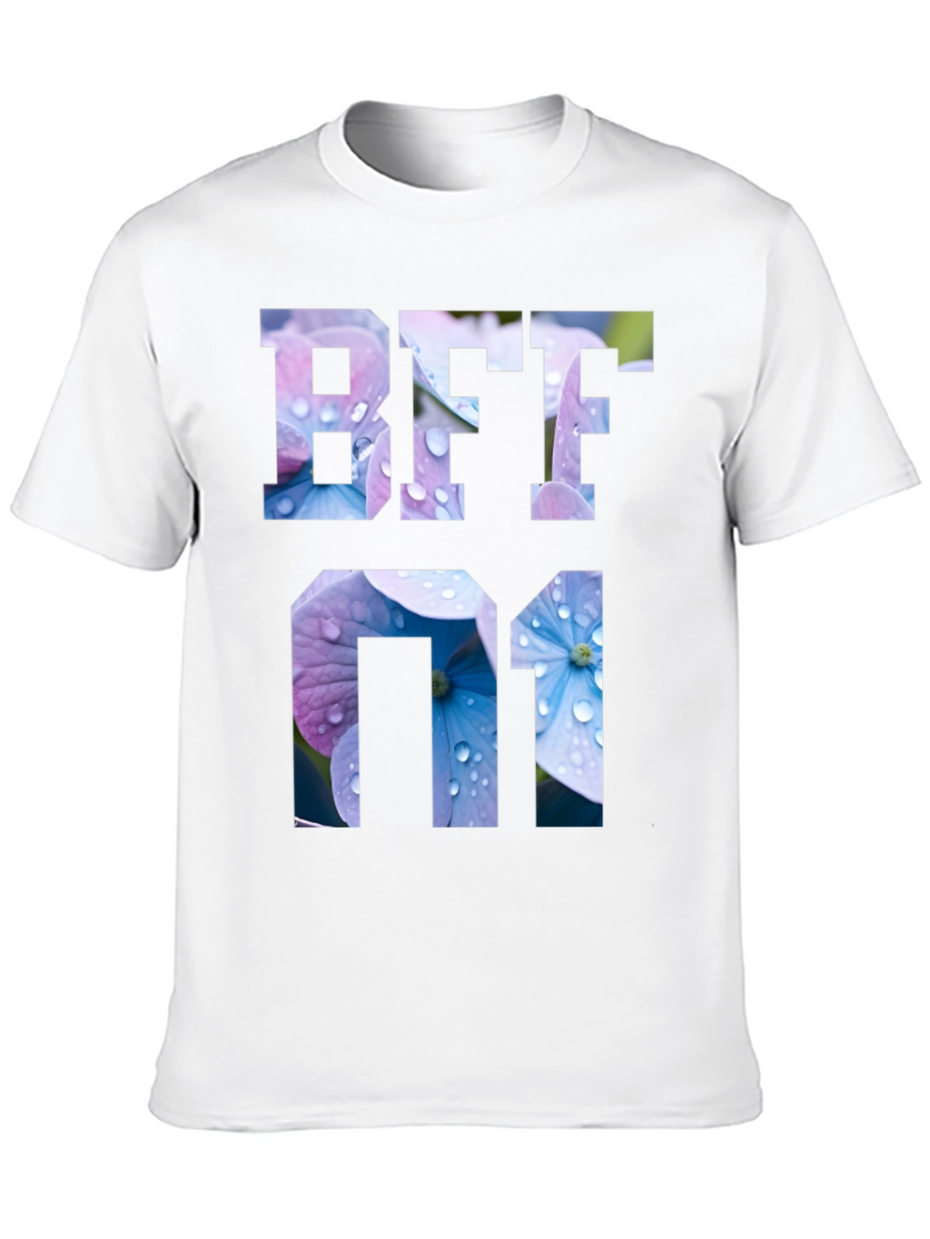 Floral BFF 01 Graphic Black T-Shirt
