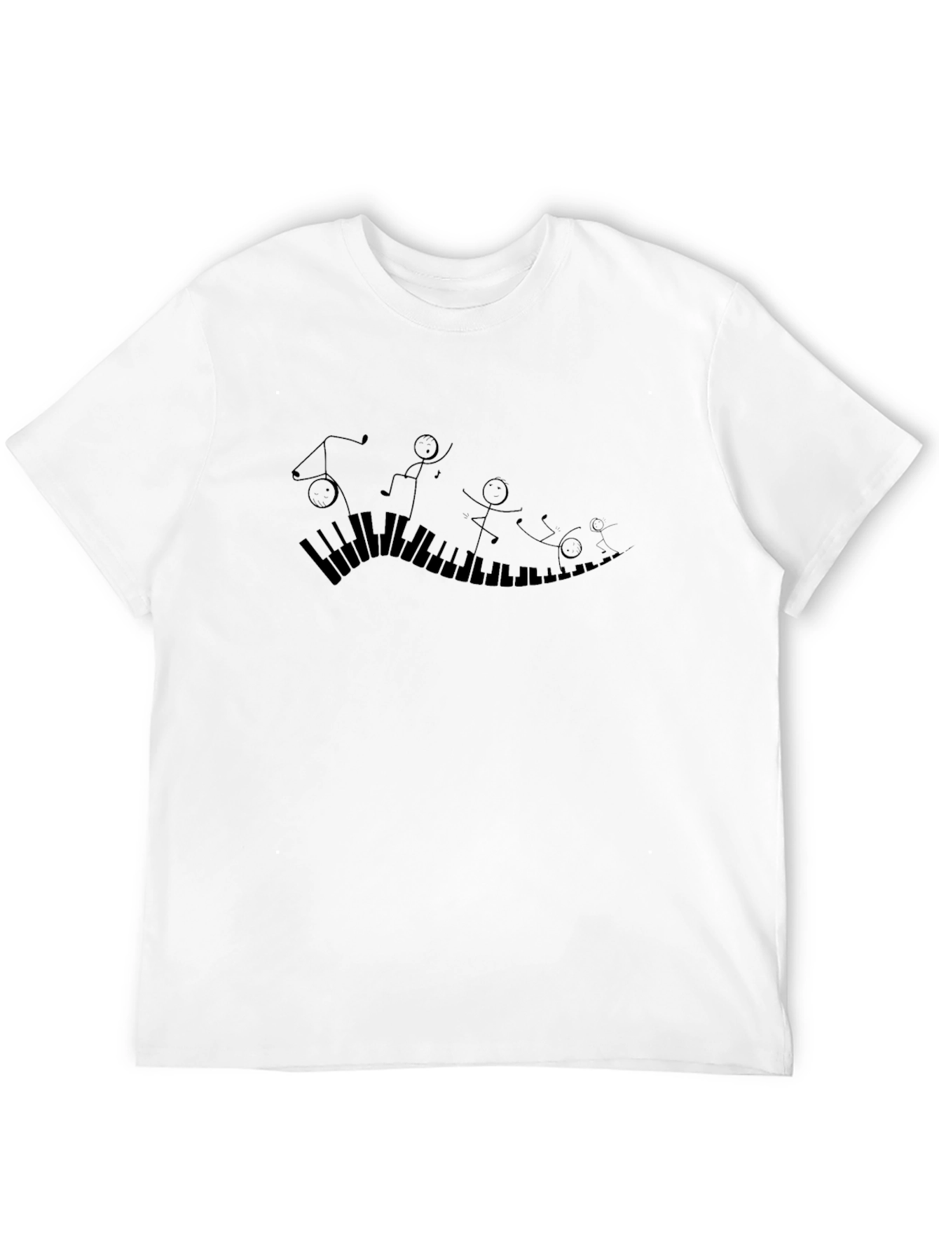 Piano Keys Stick Figure Graphic Tee - Black