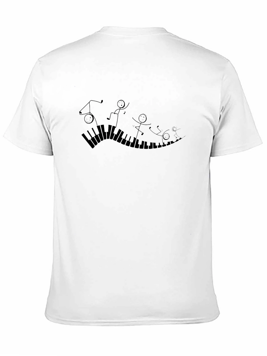 Piano Keys Stick Figure Graphic Tee - Black