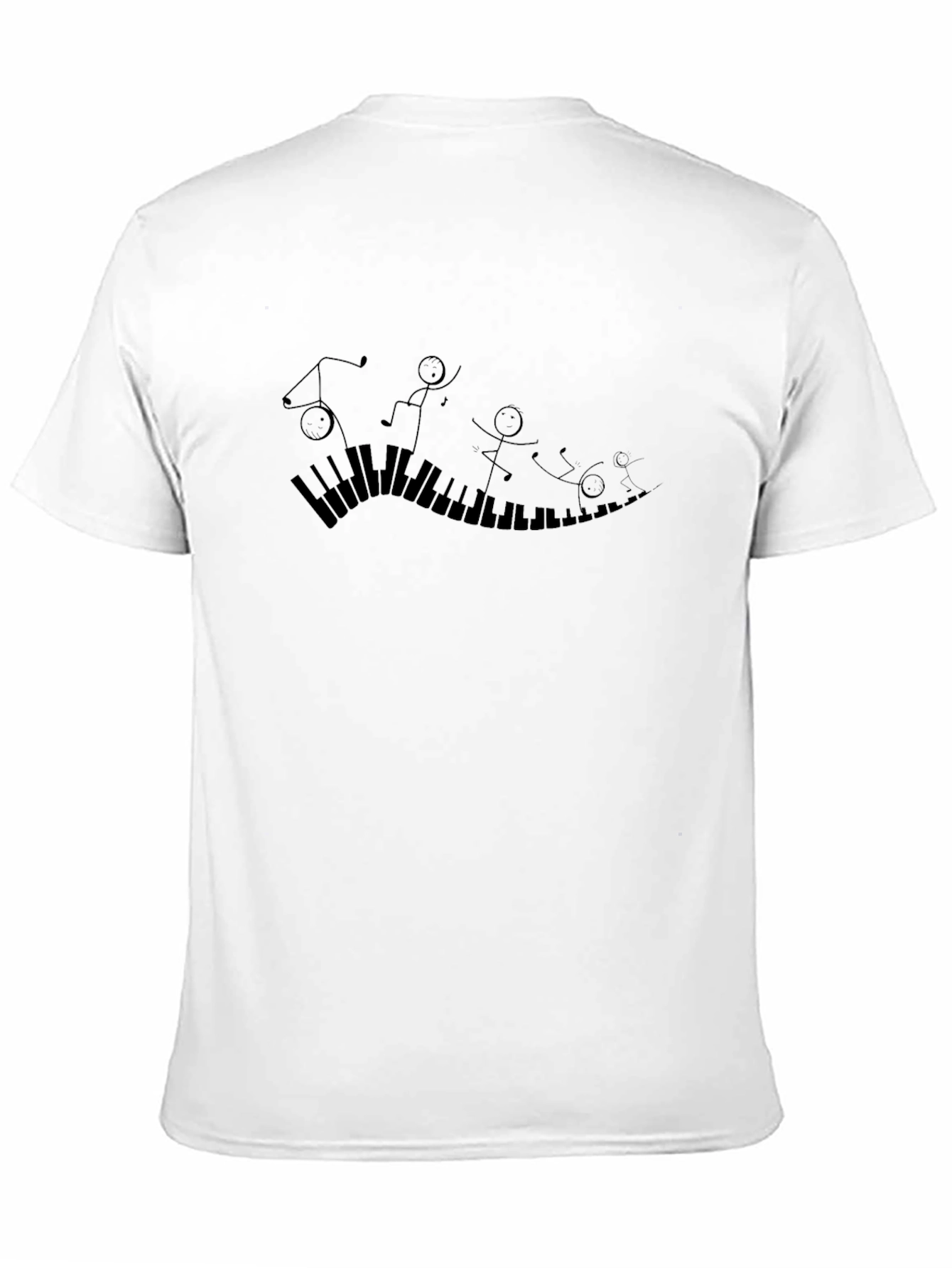 Piano Keys Stick Figure Graphic Tee - Black
