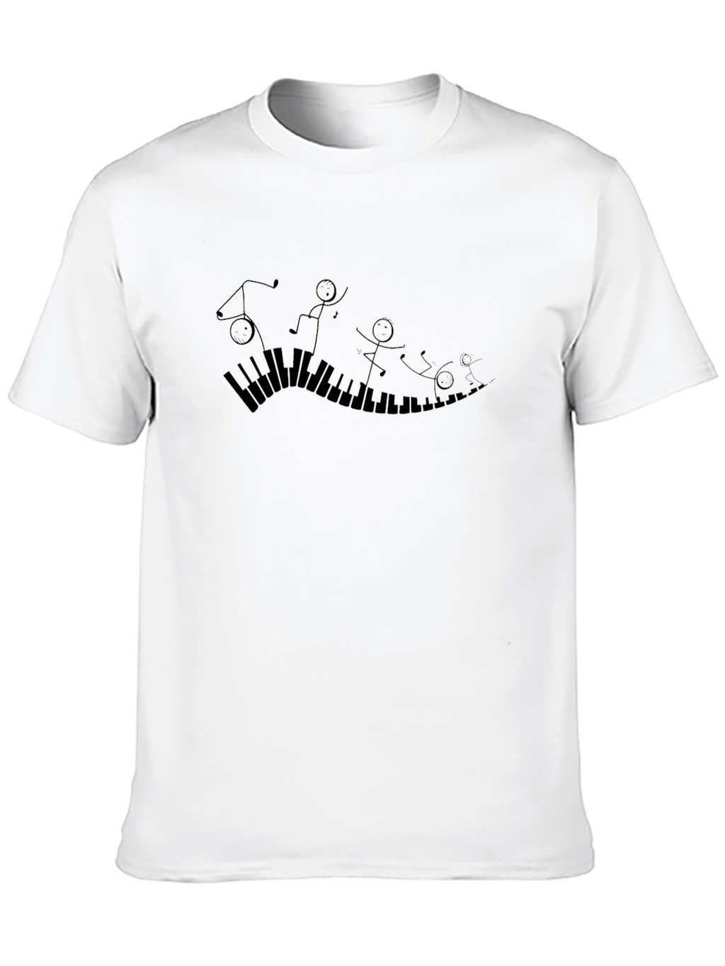 Piano Keys Stick Figure Graphic Tee - Black
