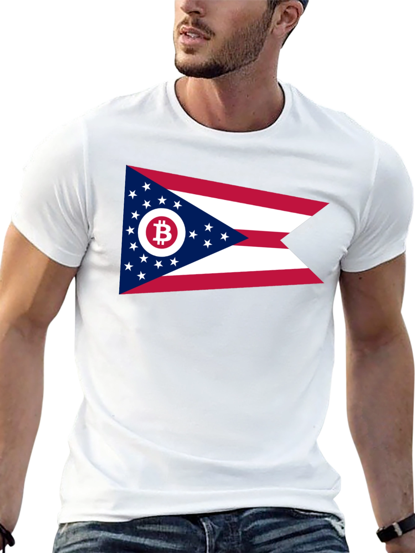 Ohio Bitcoin Flag Graphic Tee - Black