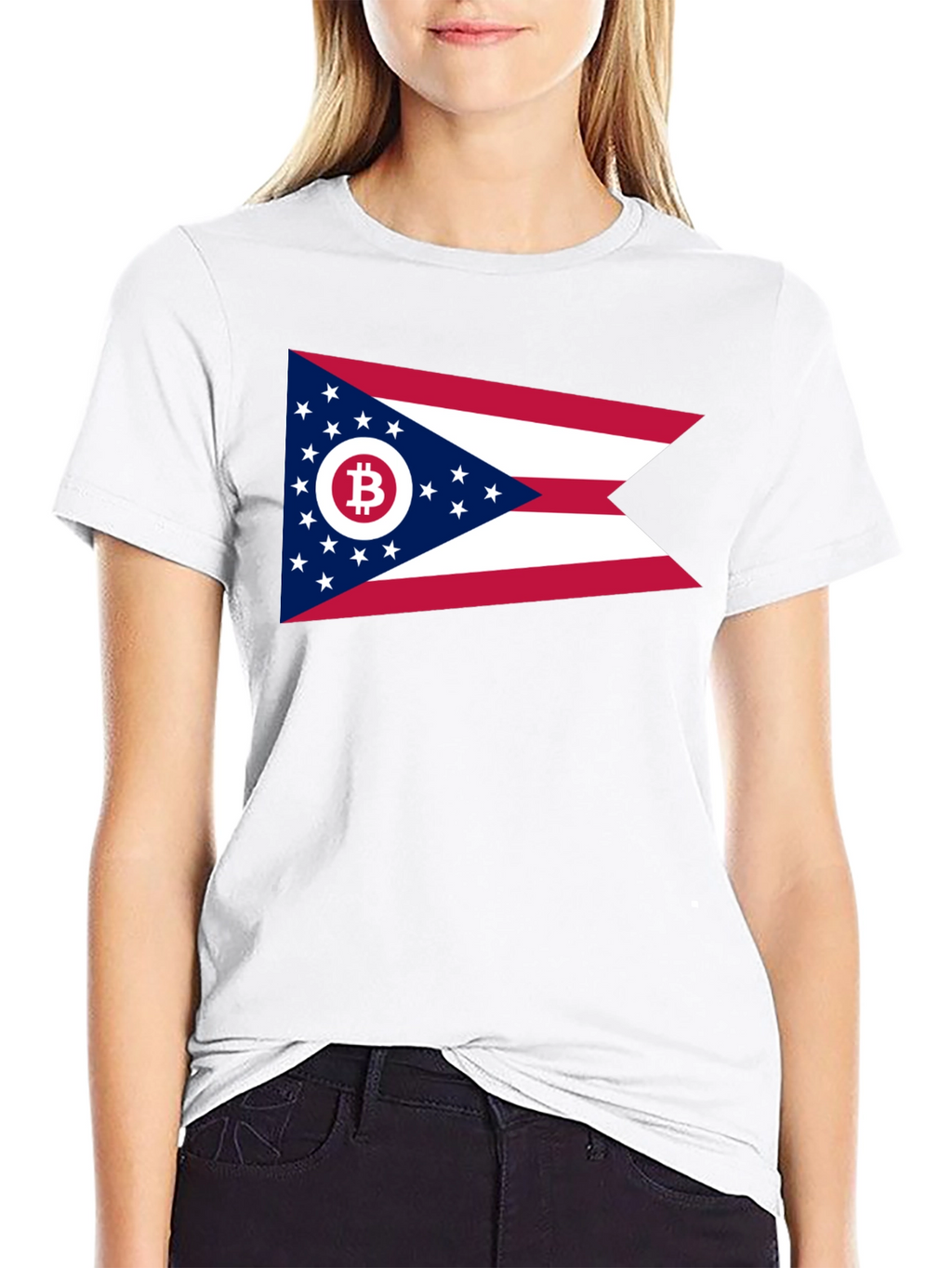 Ohio Bitcoin Flag Graphic Tee - Black