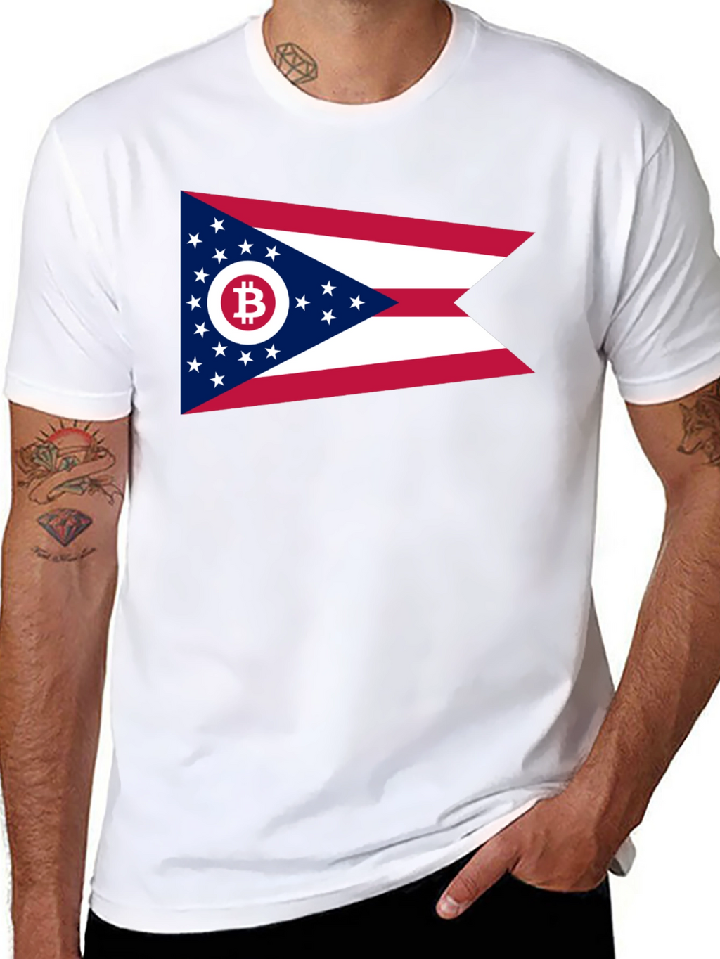 Ohio Bitcoin Flag Graphic Tee - Black