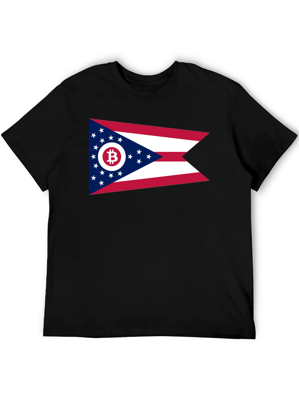 Ohio Bitcoin Flag Graphic Tee - Black