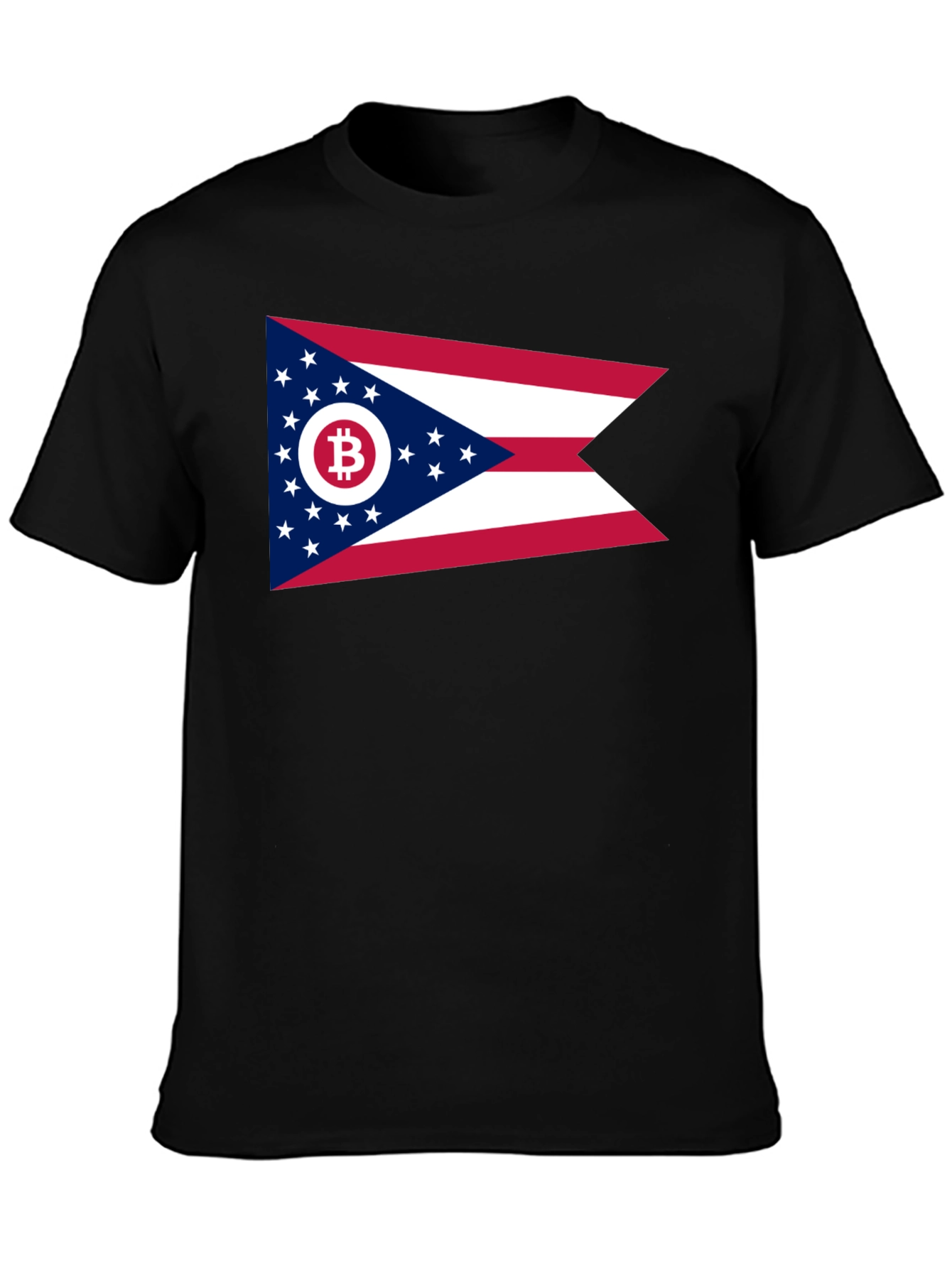 Ohio Bitcoin Flag Graphic Tee - Black
