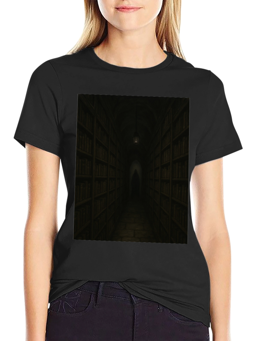 Dark Library T-Shirt - Gothic Book Lover Tee
