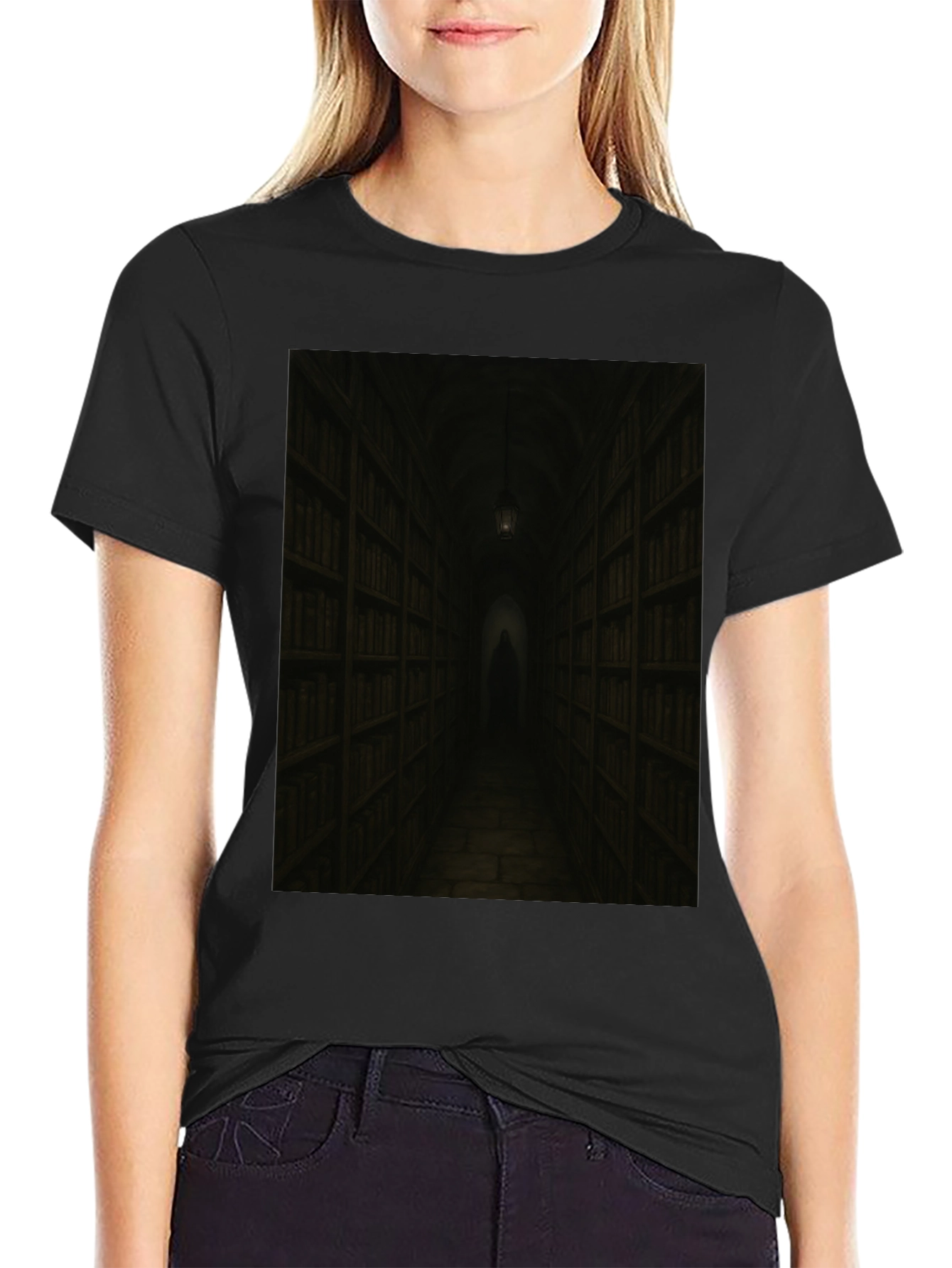 Dark Library T-Shirt - Gothic Book Lover Tee