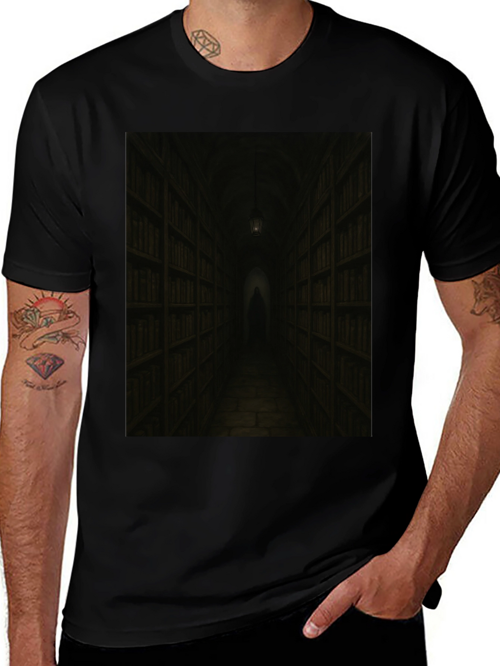 Dark Library T-Shirt - Gothic Book Lover Tee