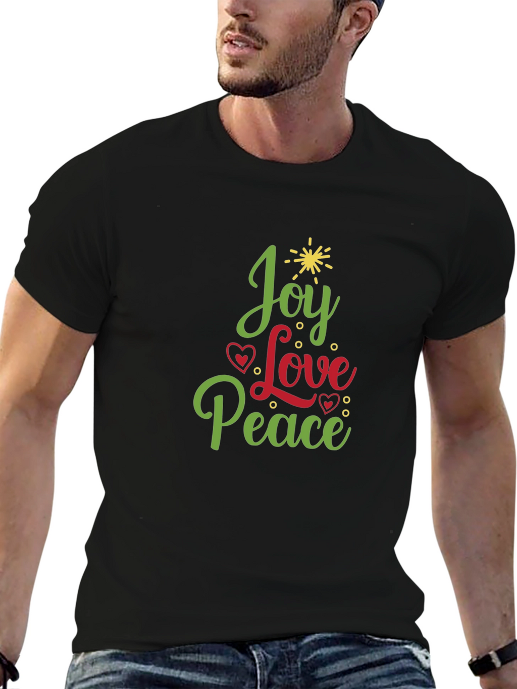 Joy Love Peace Christmas Holiday Graphic Tee