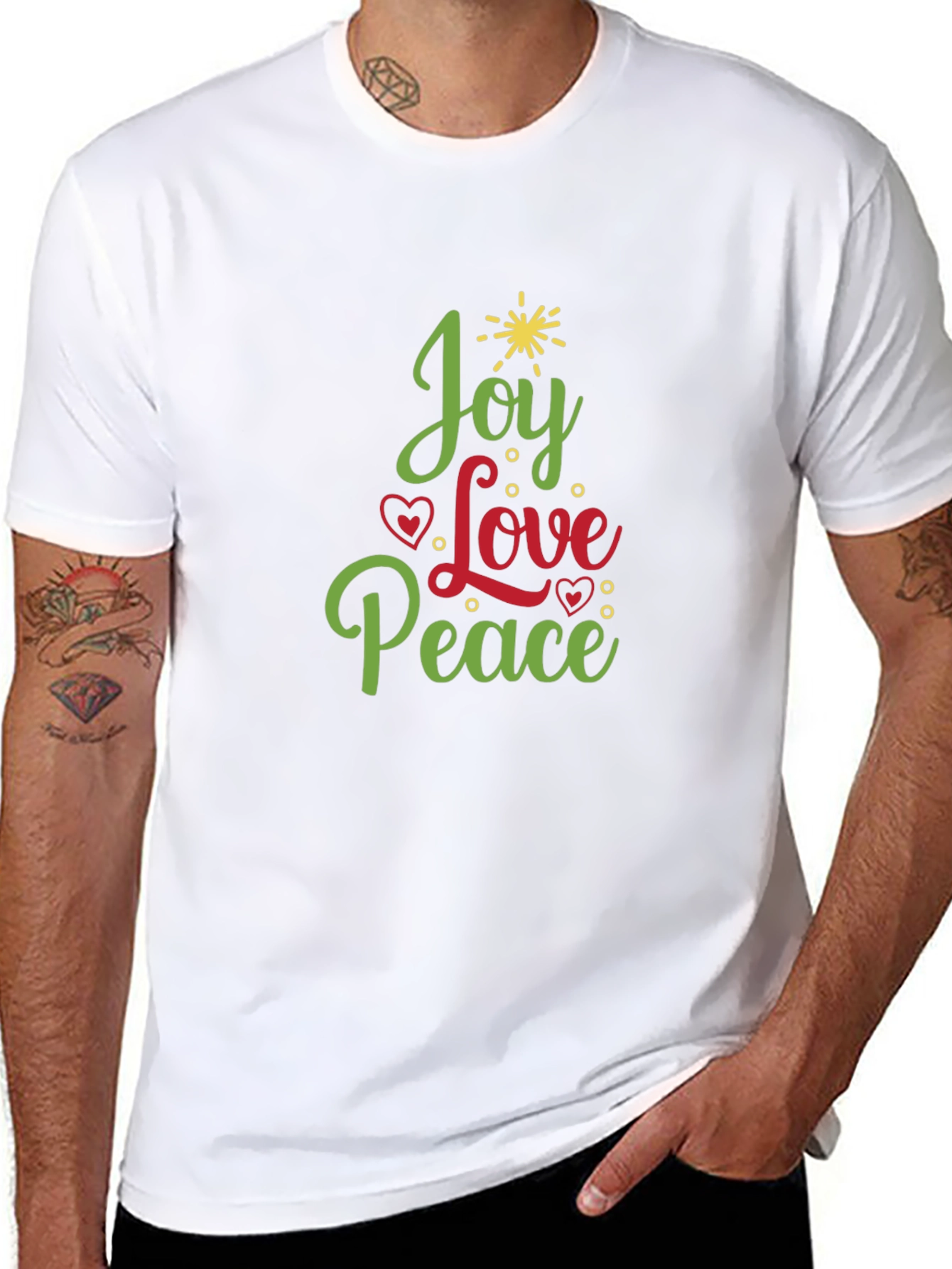 Joy Love Peace Christmas Holiday Graphic Tee