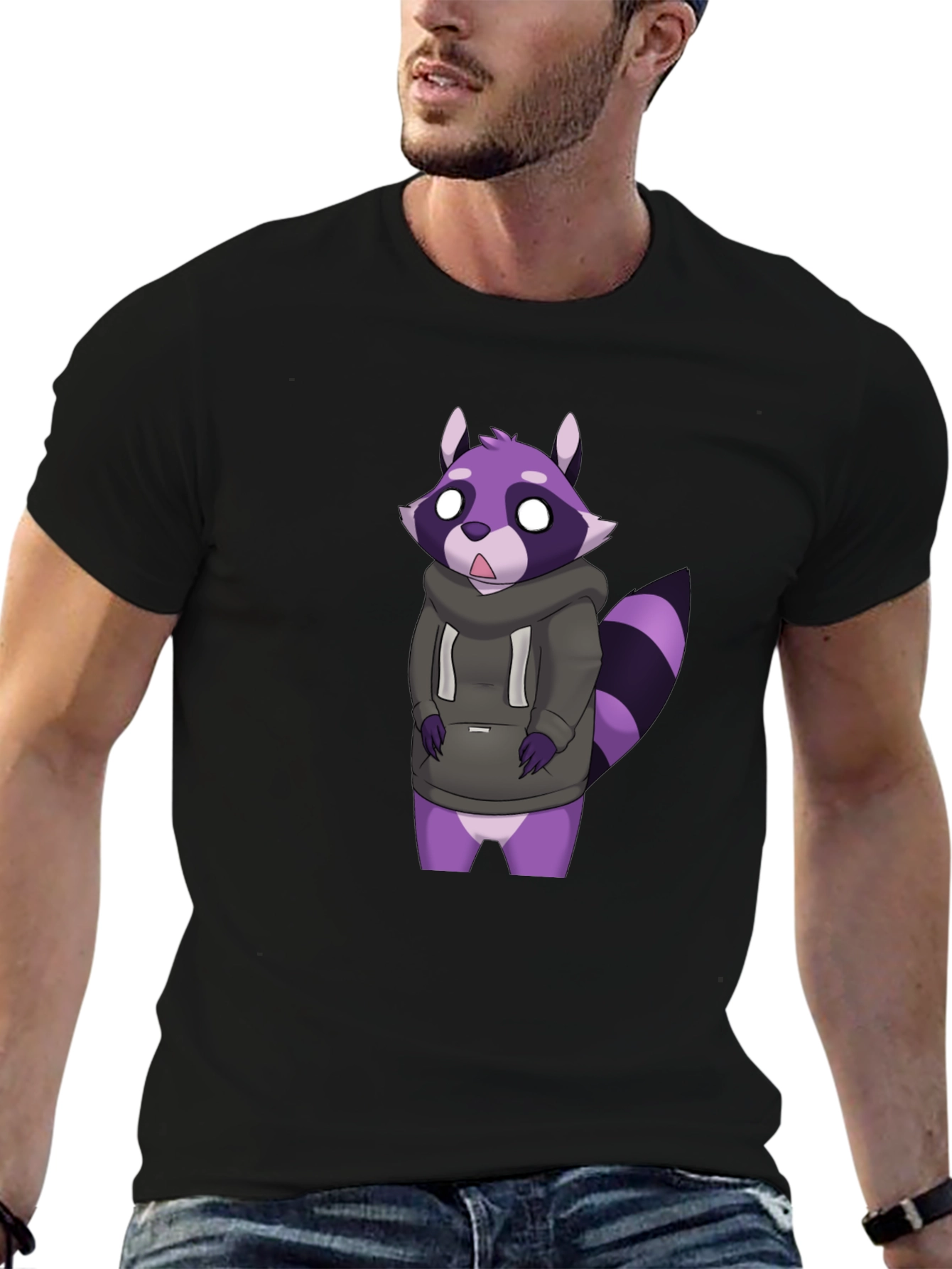 Raccoon Hoodie T-Shirt - Fun Cartoon Graphic Tee