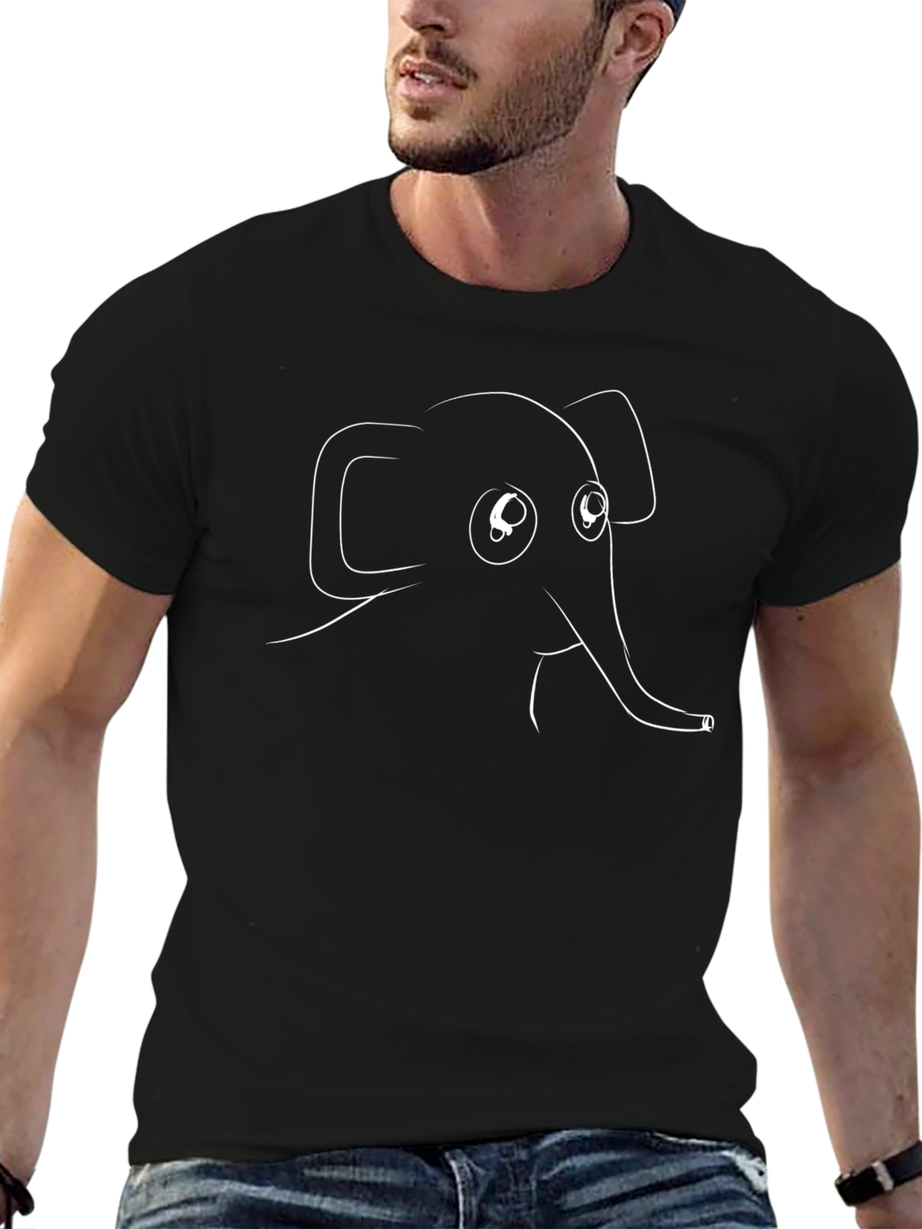 Elephant Graphic Print Black T-Shirt