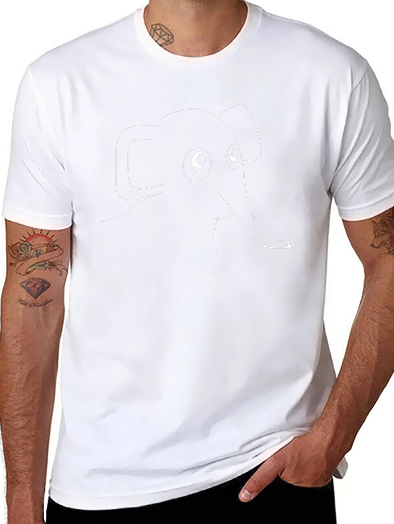 Elephant Graphic Print Black T-Shirt