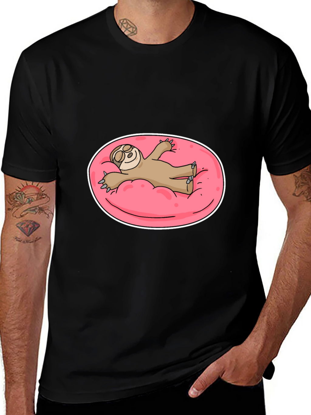 Sloth on Pink Float T-Shirt