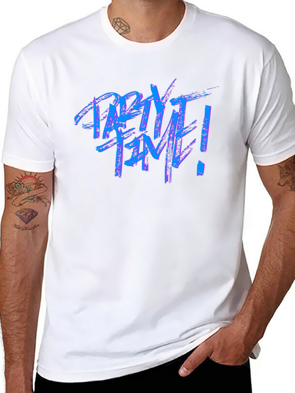 Party Time Graphic Tee - Black Crew Neck