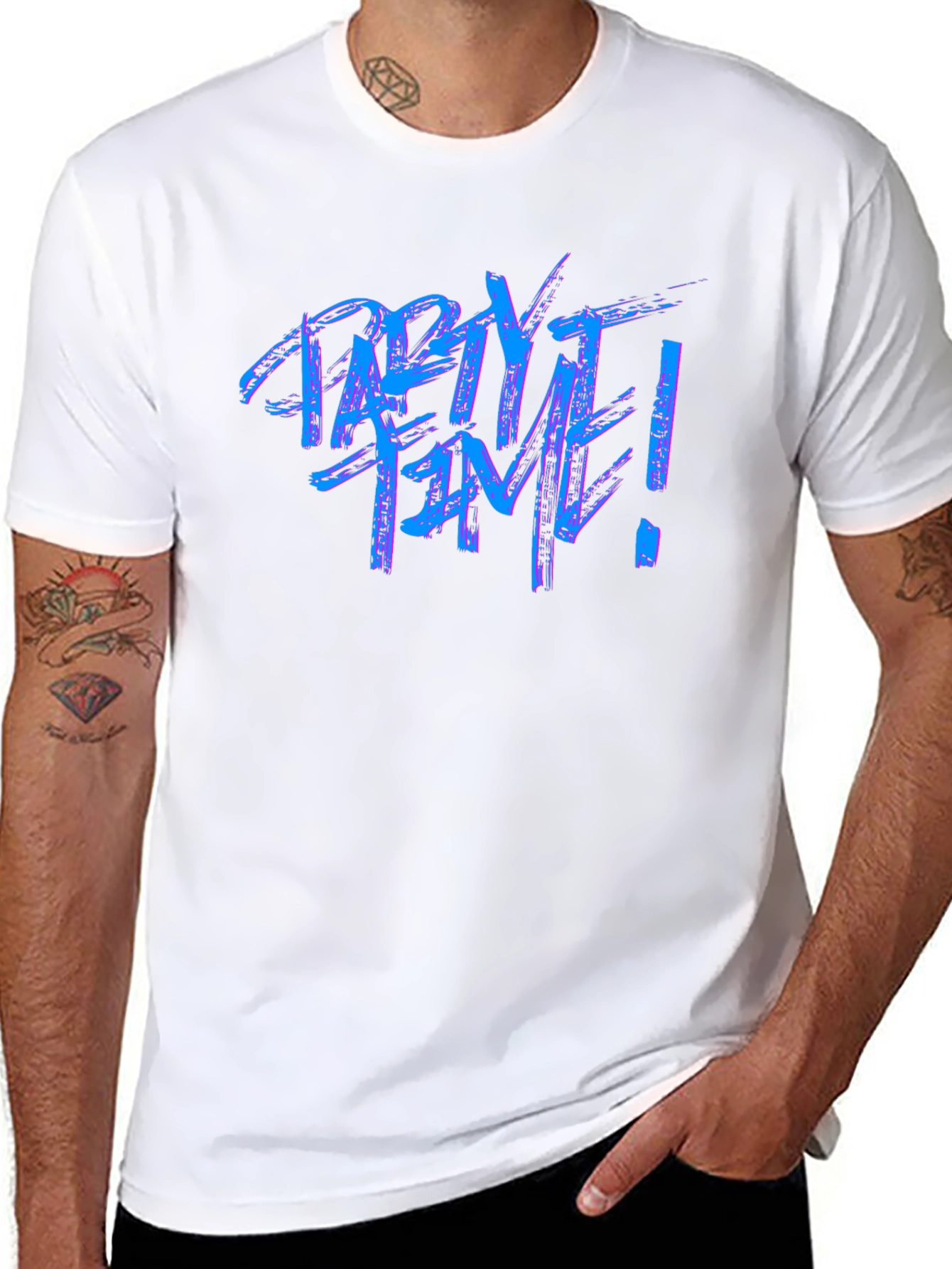Party Time Graphic Tee - Black Crew Neck