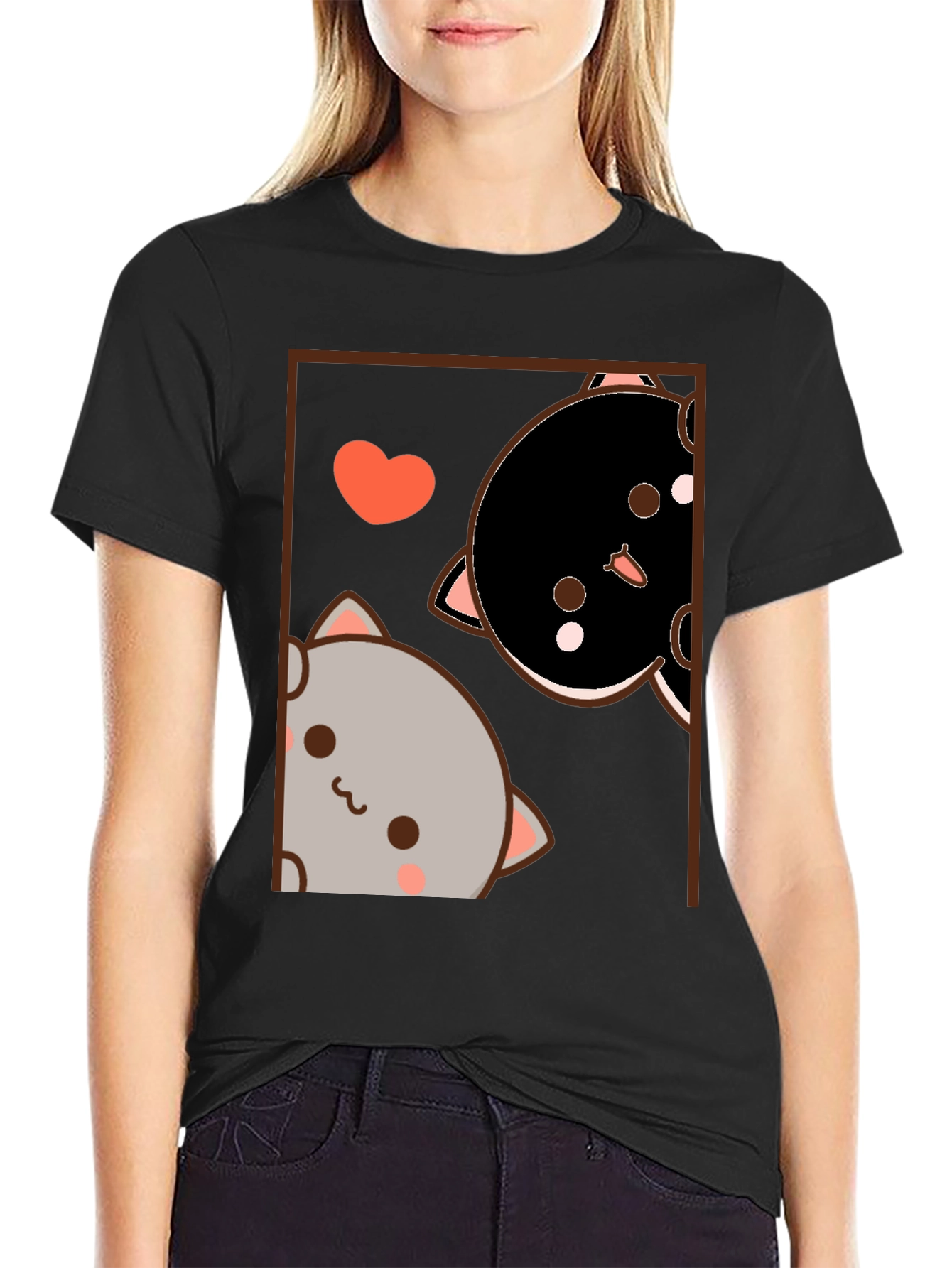 Cute Cats Graphic Black T-Shirt