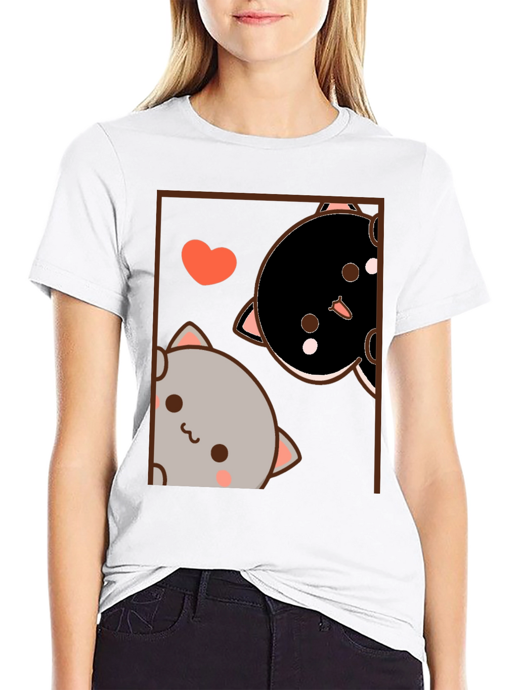 Cute Cats Graphic Black T-Shirt
