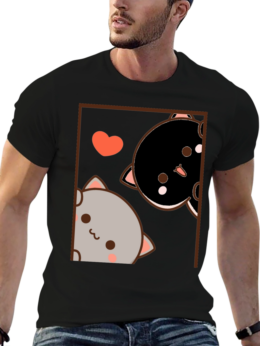 Cute Cats Graphic Black T-Shirt