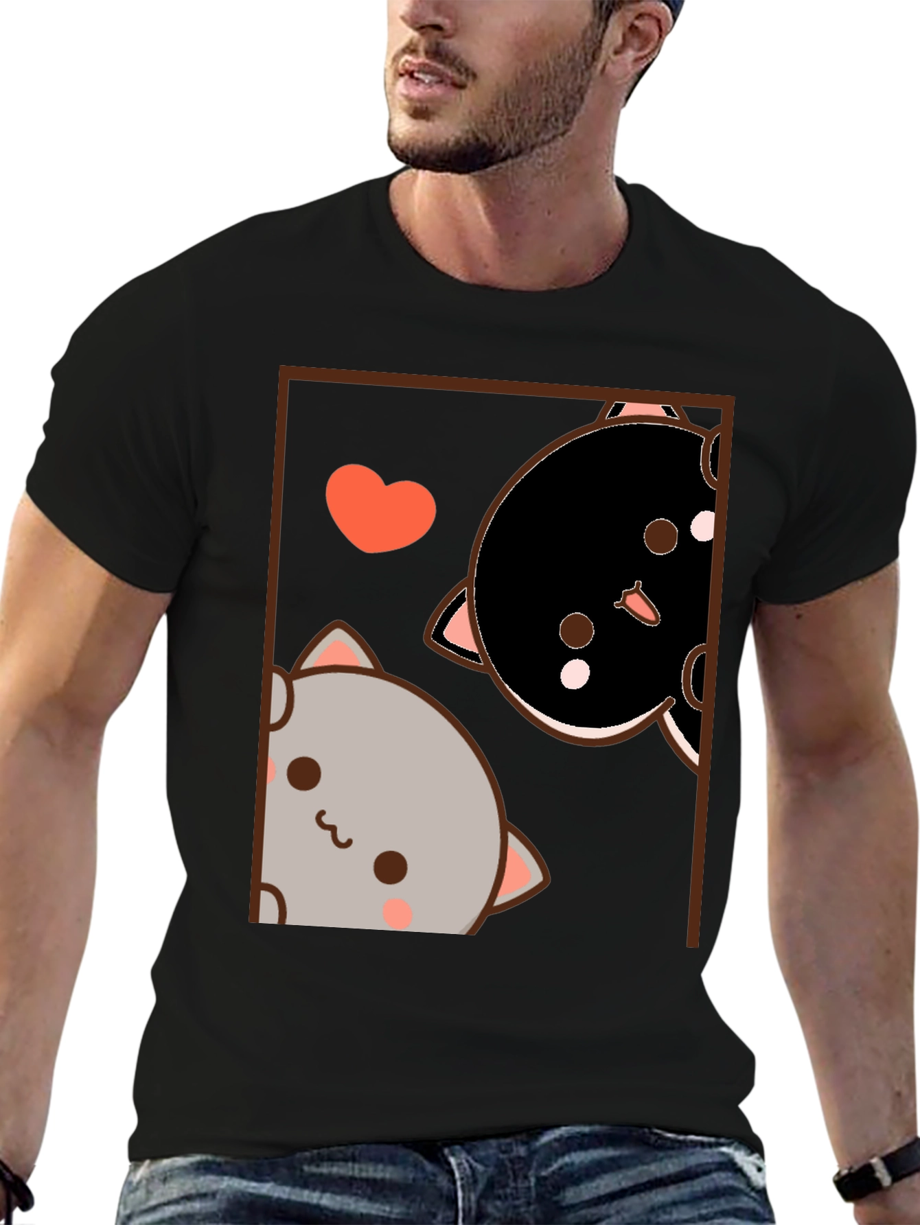 Cute Cats Graphic Black T-Shirt