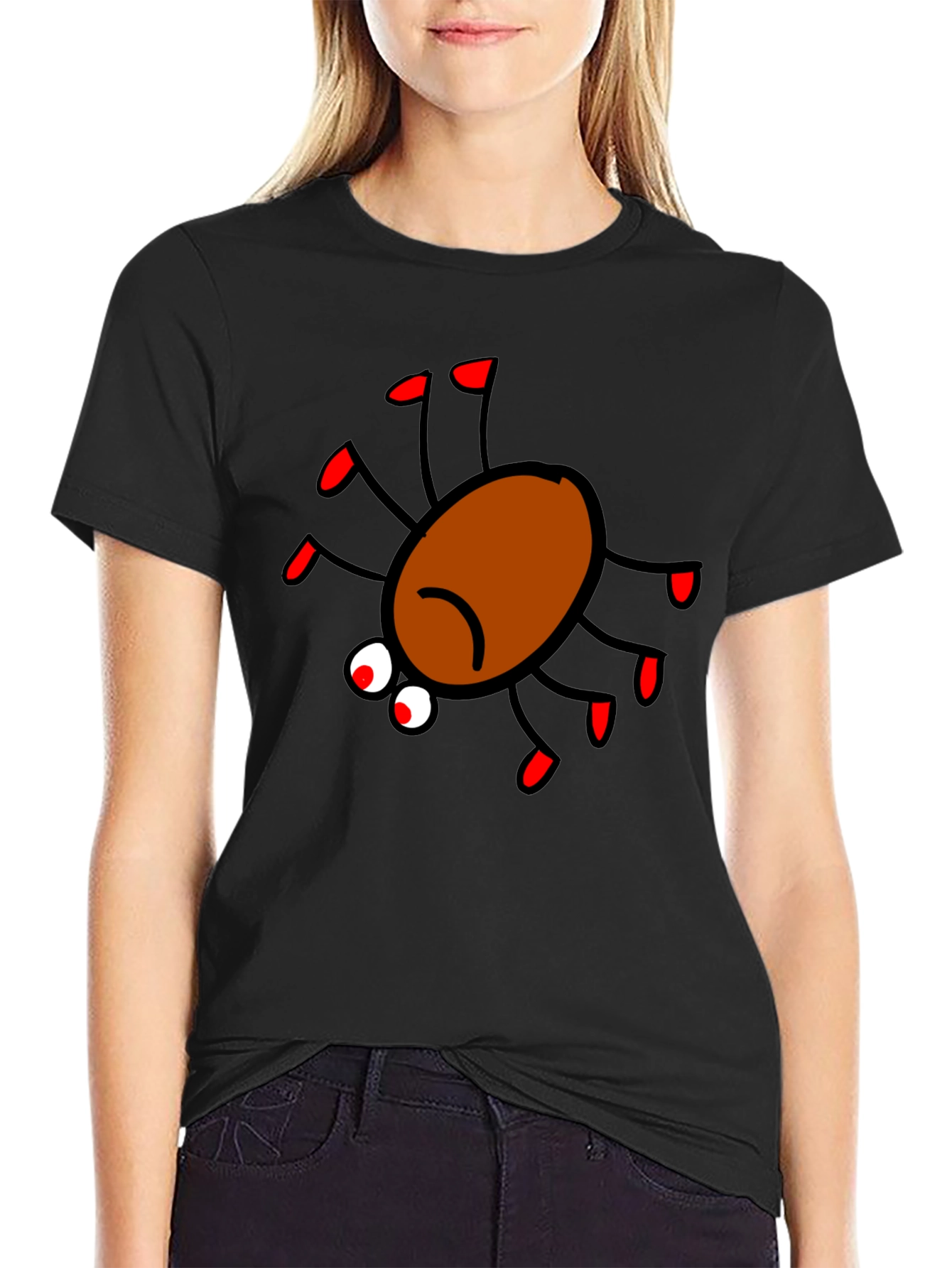 Spider Graphic Tee - Black Short Sleeve Crew Neck