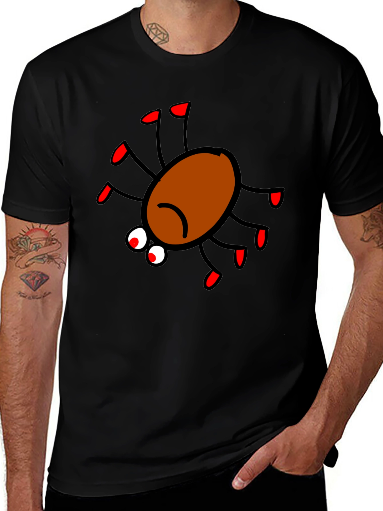 Spider Graphic Tee - Black Short Sleeve Crew Neck