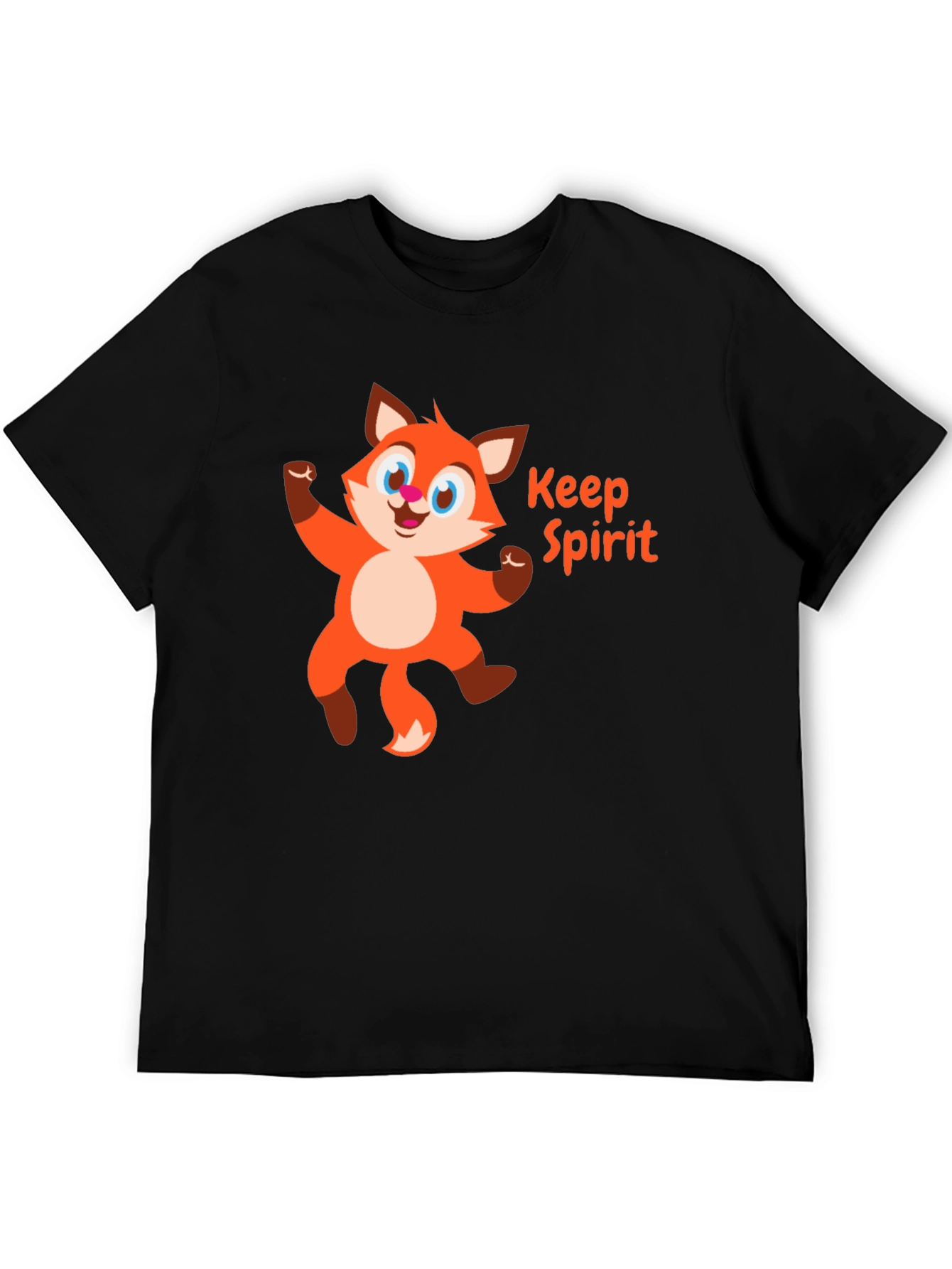 Keep Spirit Fox Graphic Tee - Black Cotton T-Shirt