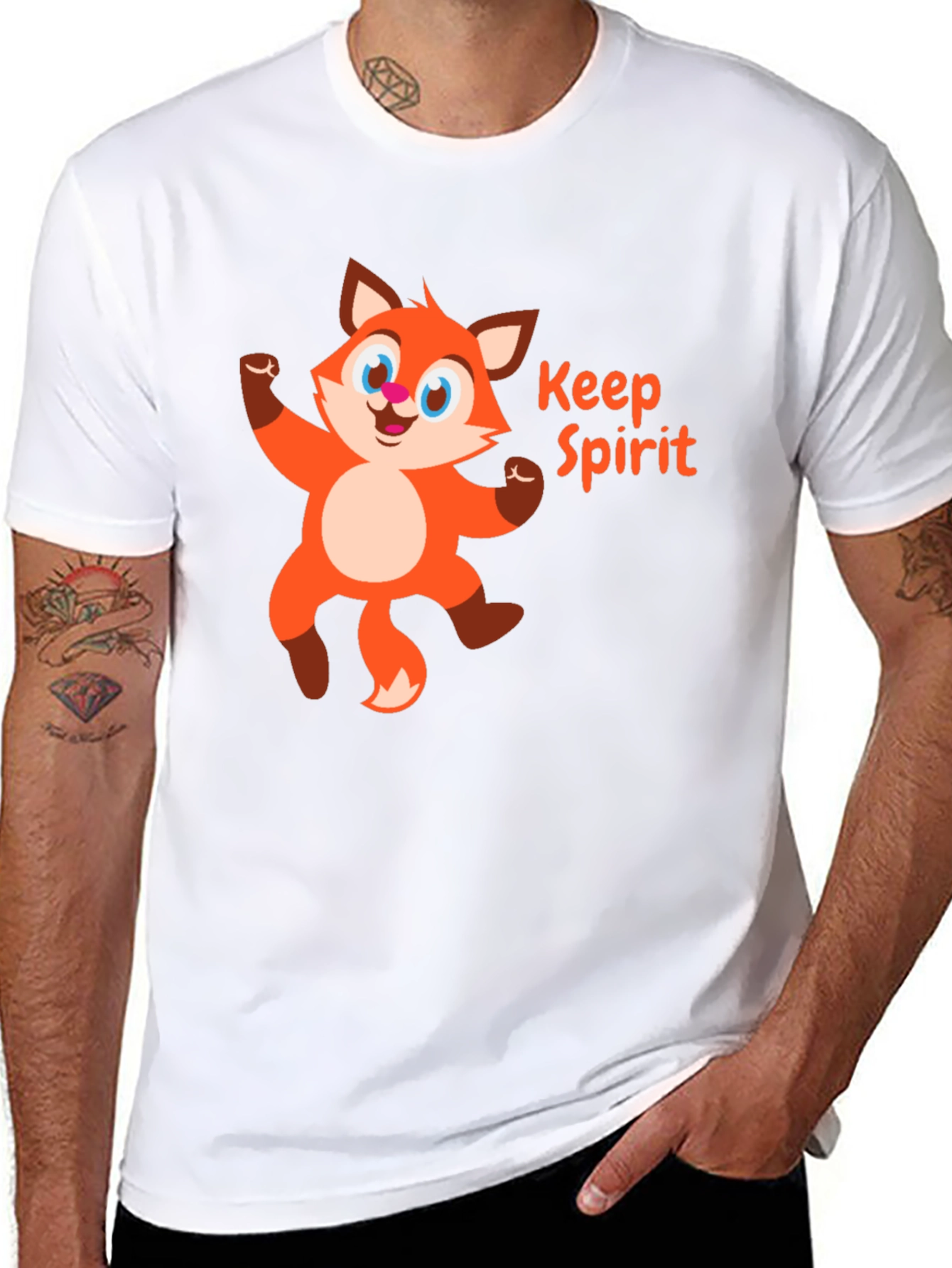 Keep Spirit Fox Graphic Tee - Black Cotton T-Shirt