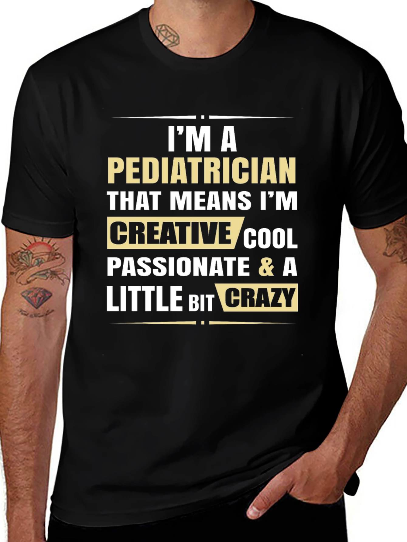 Pediatrician Creative Cool Crazy Black T-Shirt