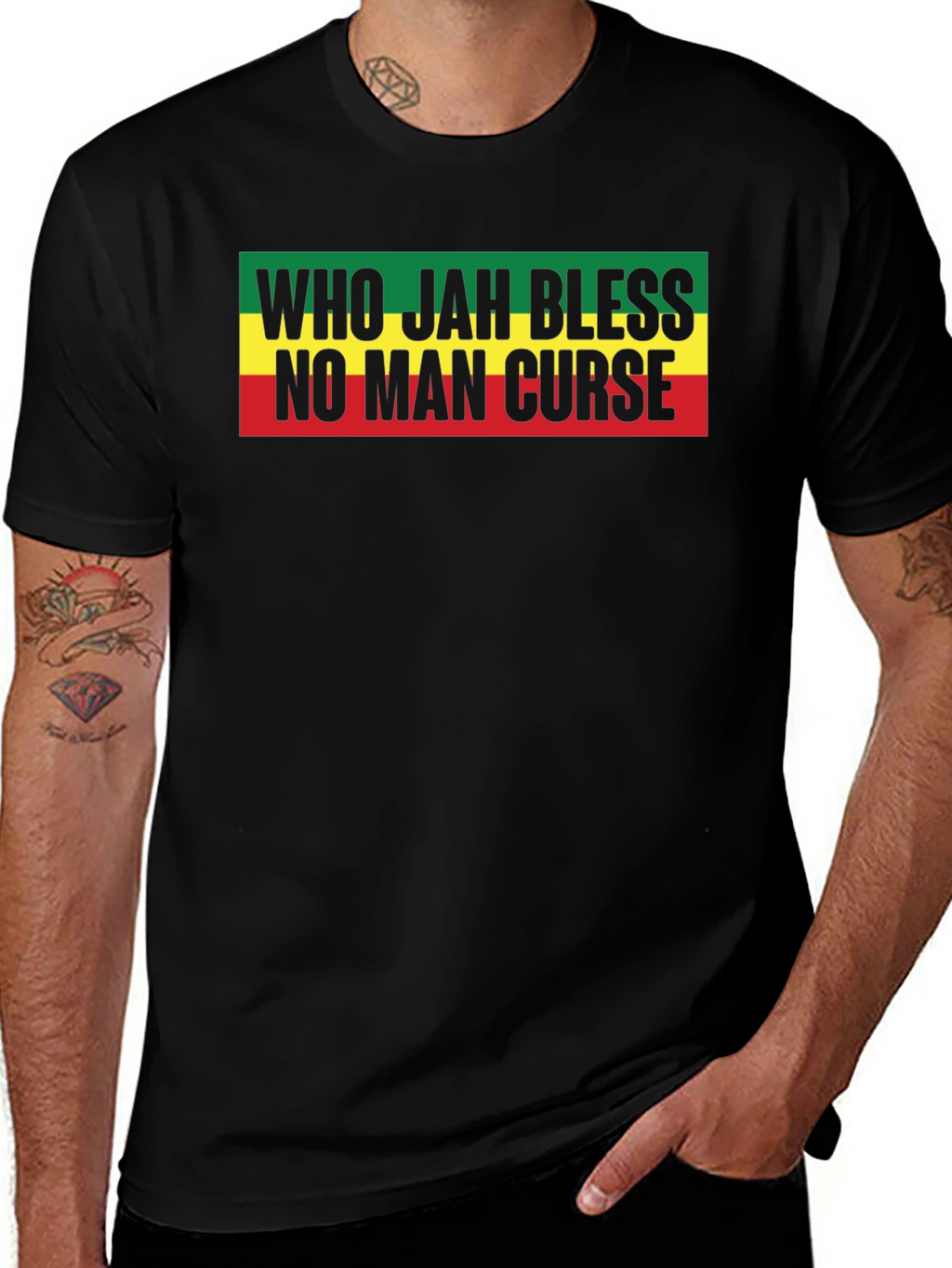Rasta Who Jah Bless No Man Curse Graphic T-Shirt