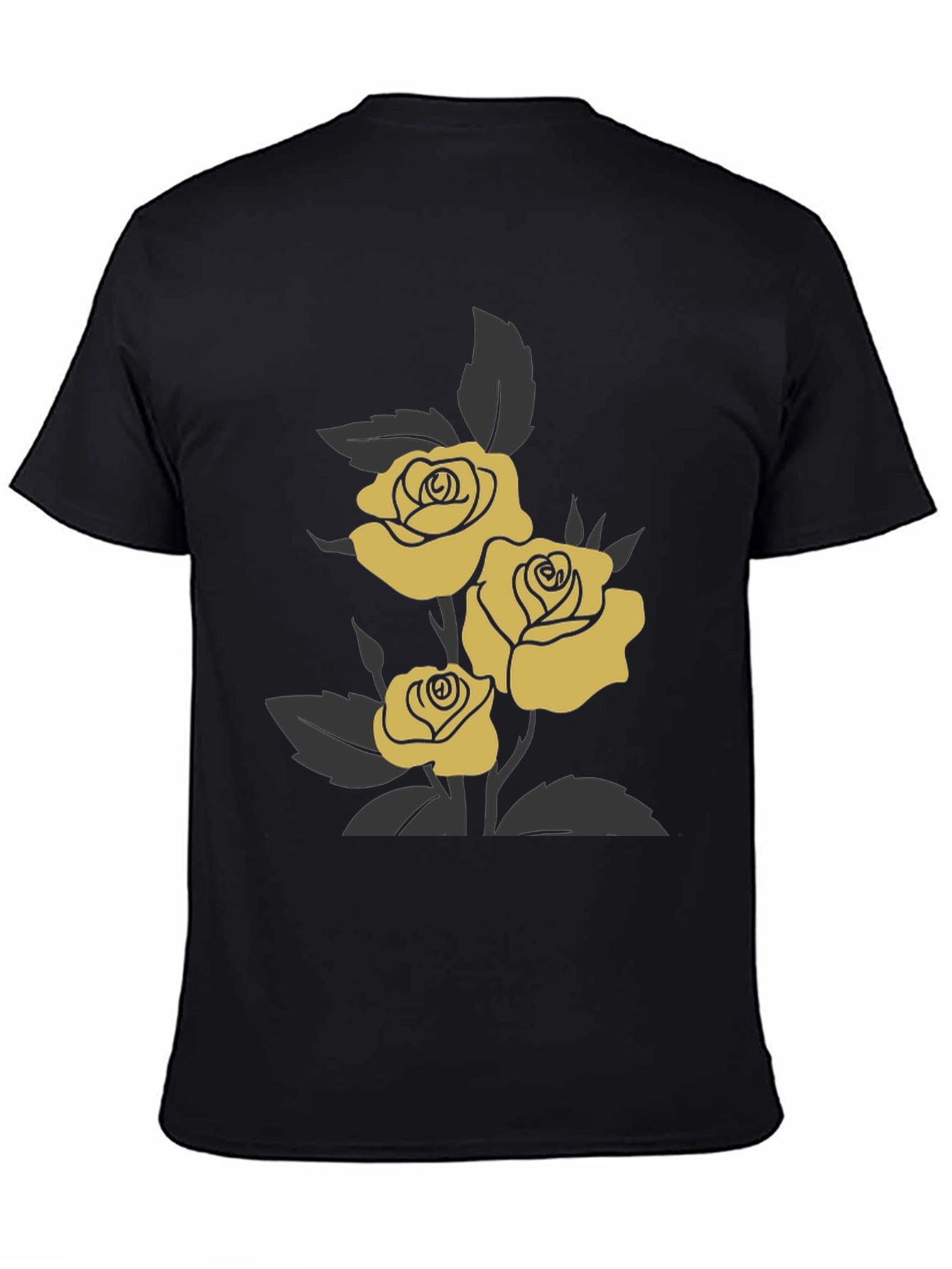 Elegant Rose Graphic Tee - Black