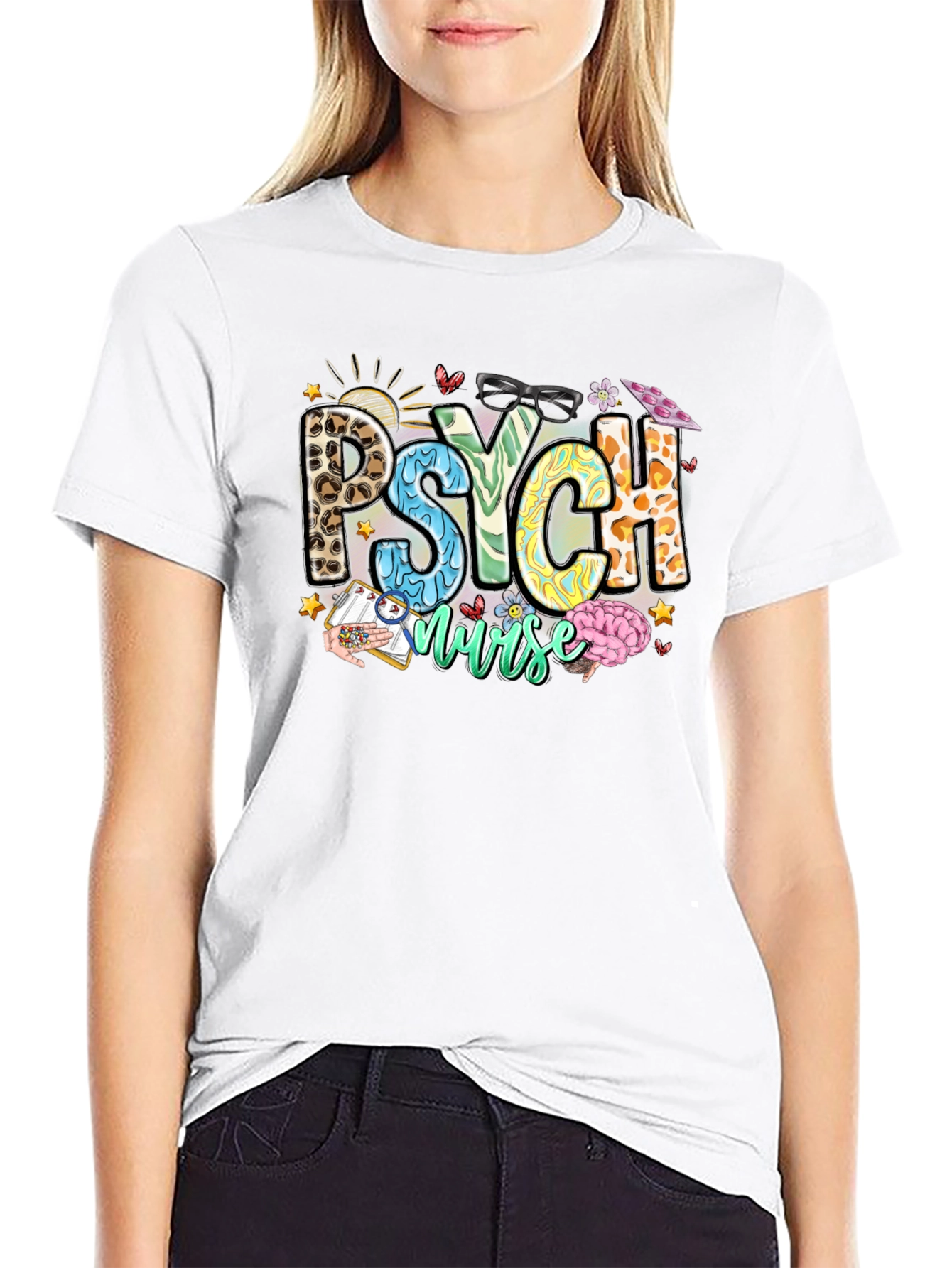 Psych Nurse T-Shirt - Leopard Print - Nursing Apparel