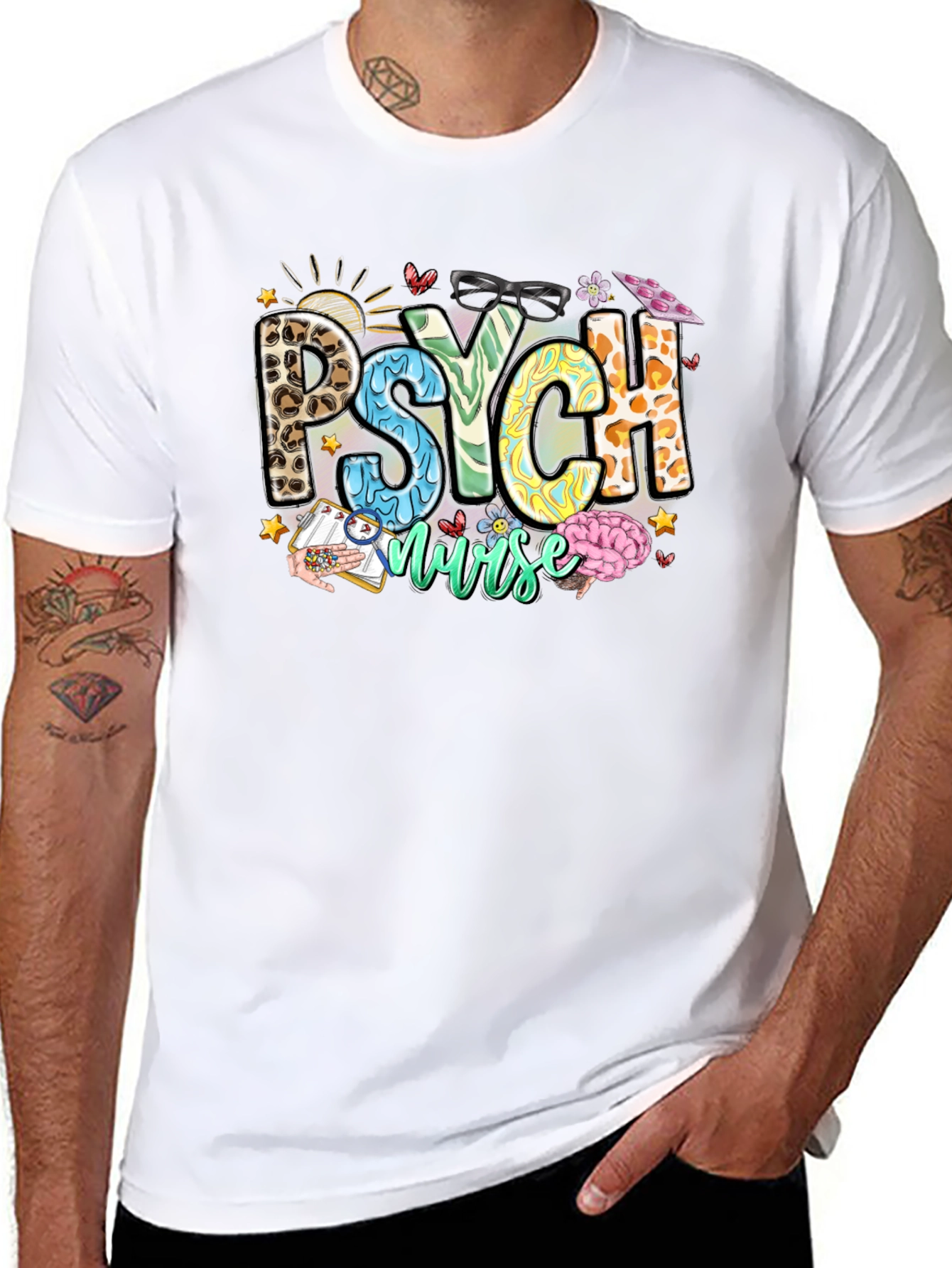 Psych Nurse T-Shirt - Leopard Print - Nursing Apparel