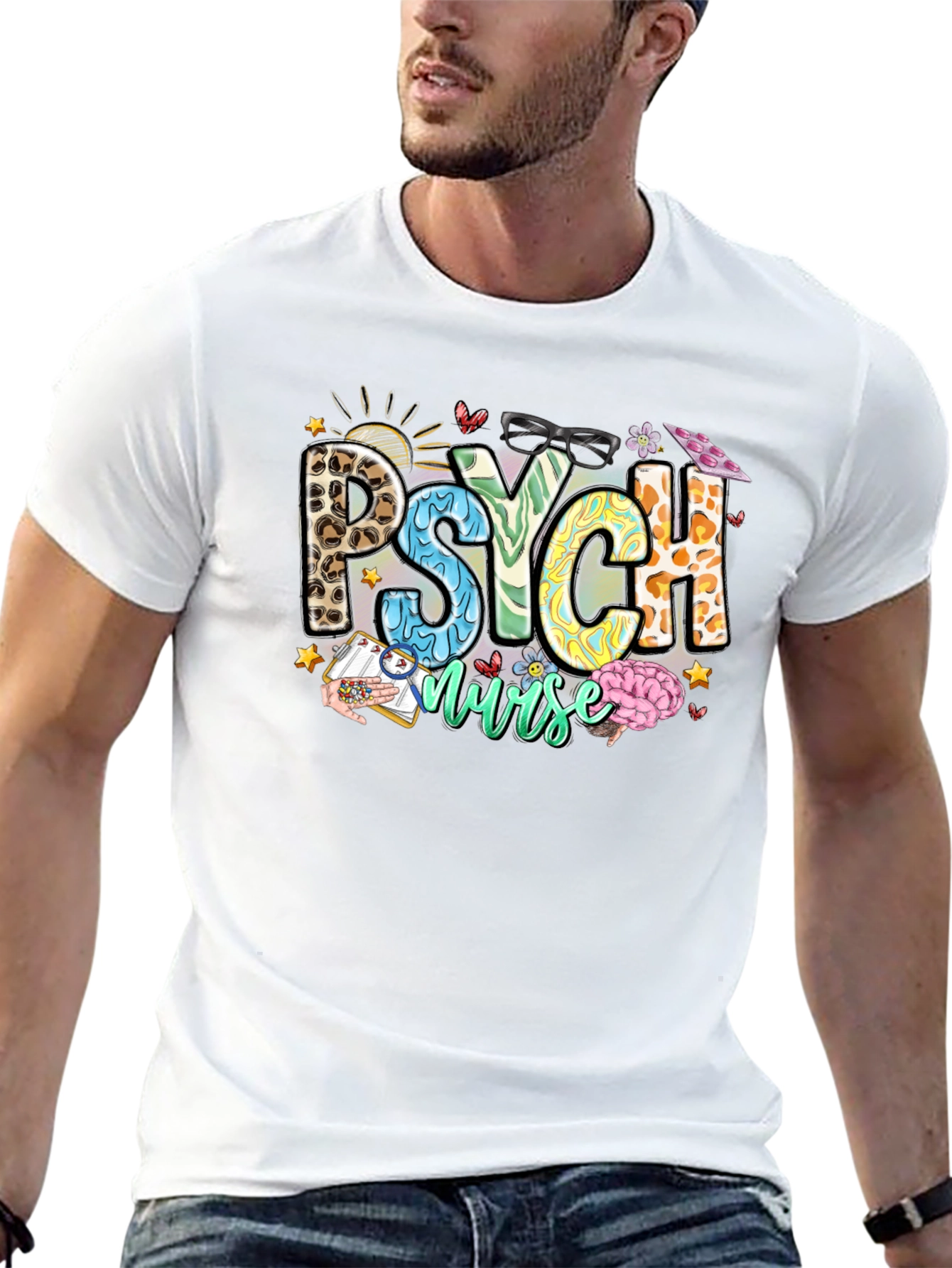 Psych Nurse T-Shirt - Leopard Print - Nursing Apparel
