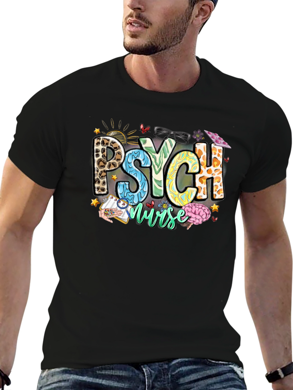 Psych Nurse T-Shirt - Leopard Print - Nursing Apparel