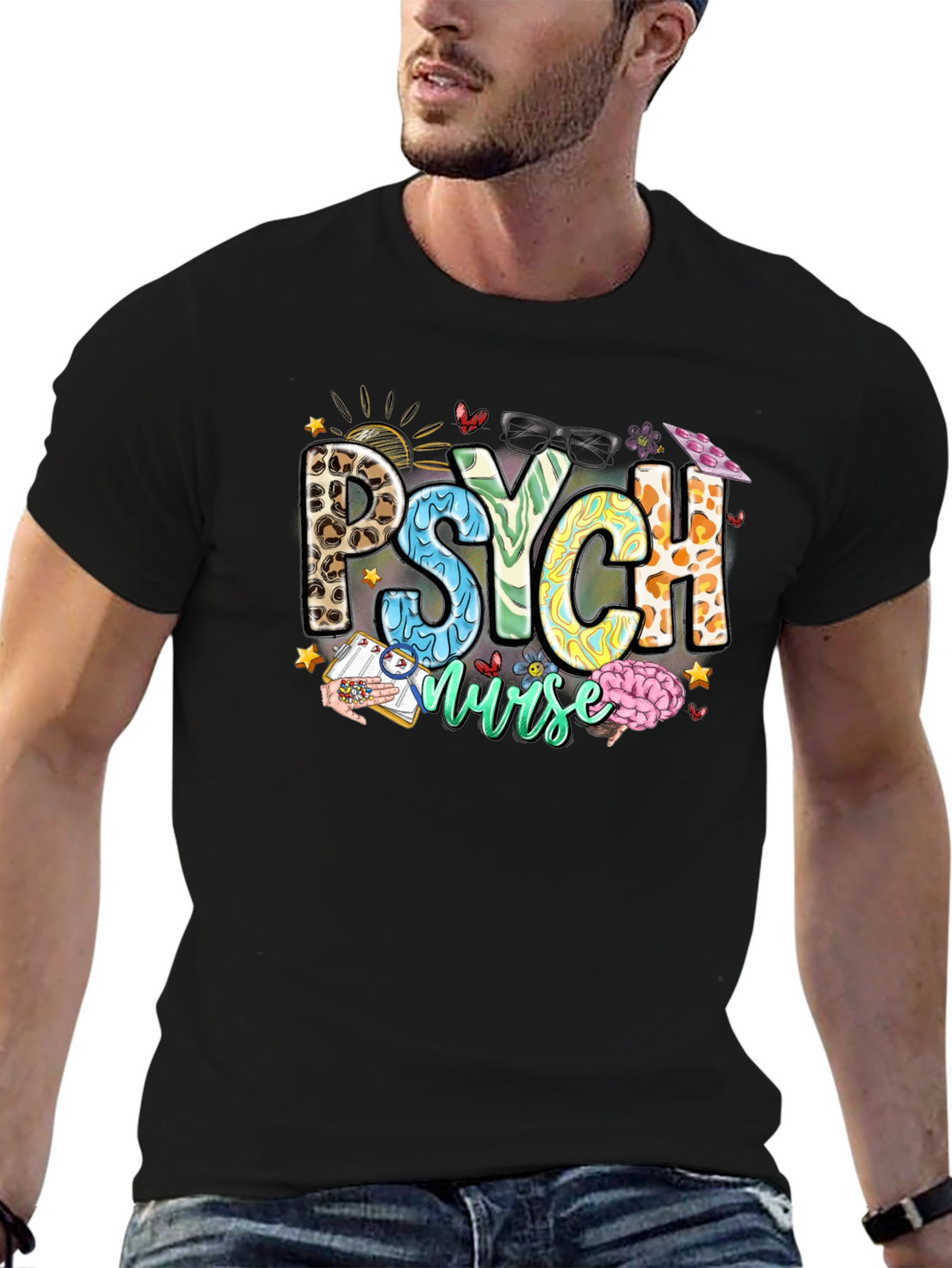 Psych Nurse T-Shirt - Leopard Print - Nursing Apparel