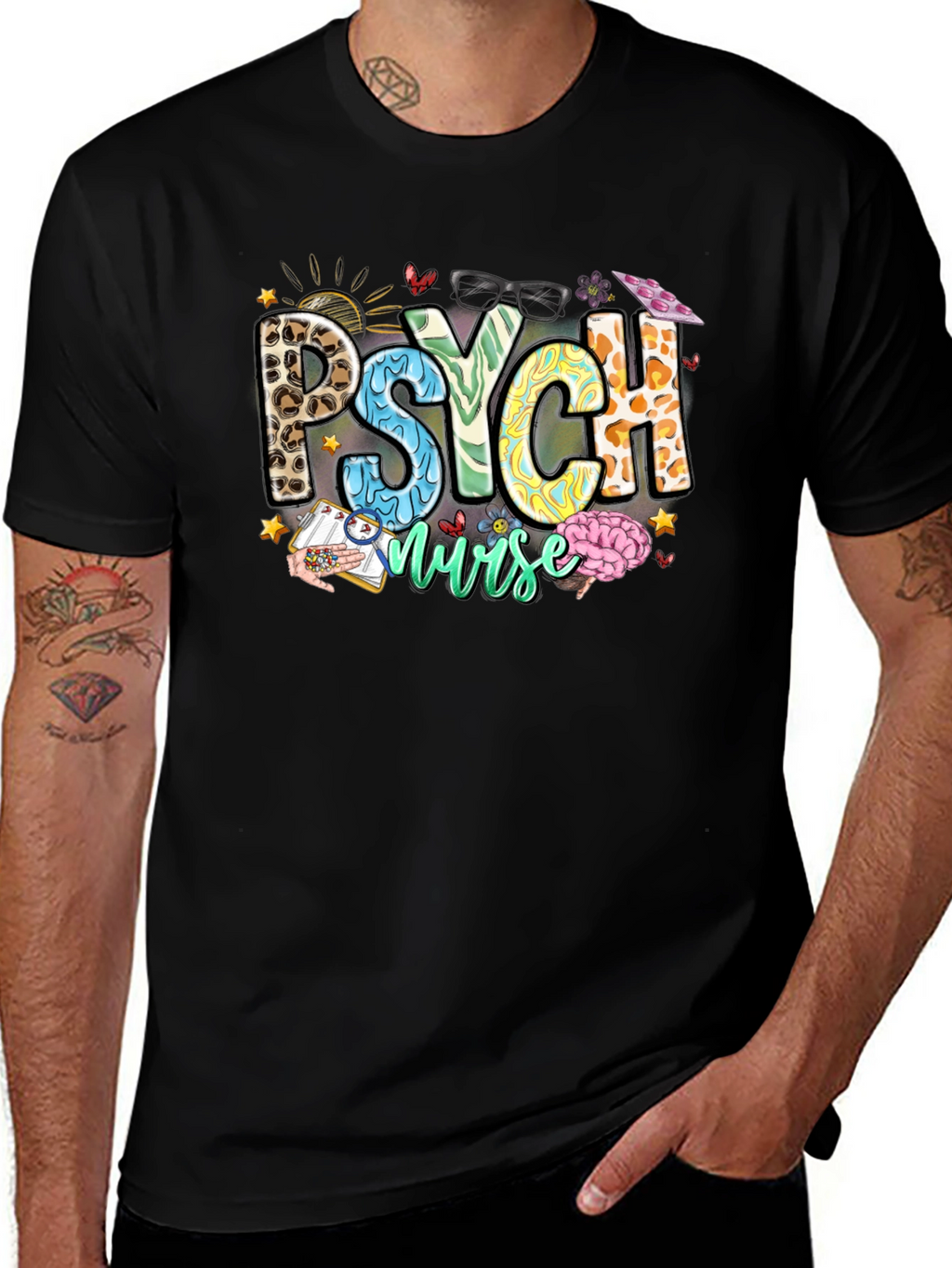Psych Nurse T-Shirt - Leopard Print - Nursing Apparel