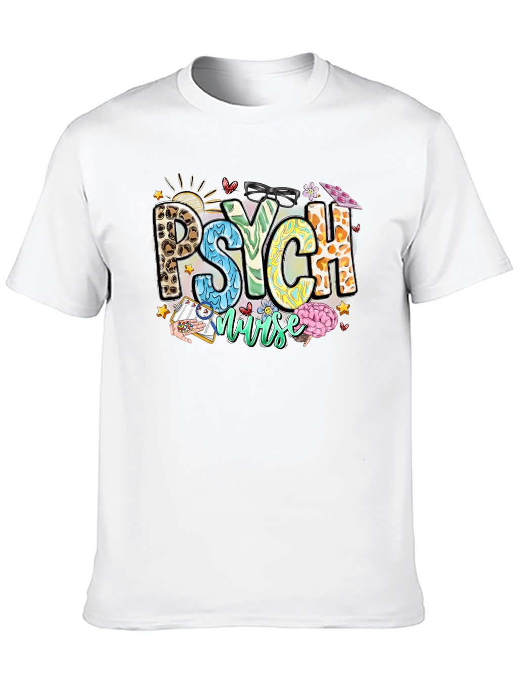 Psych Nurse T-Shirt - Leopard Print - Nursing Apparel