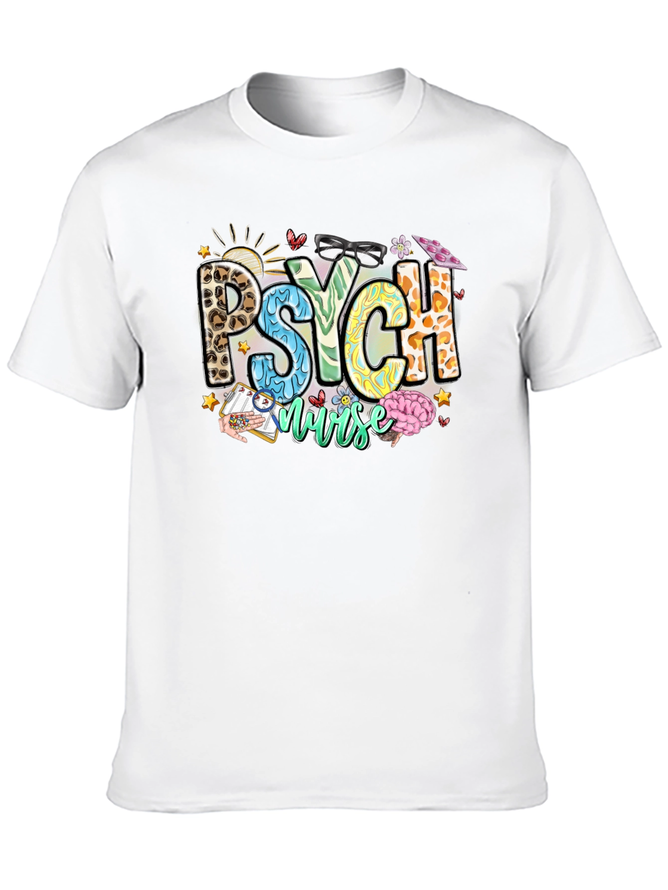 Psych Nurse T-Shirt - Leopard Print - Nursing Apparel