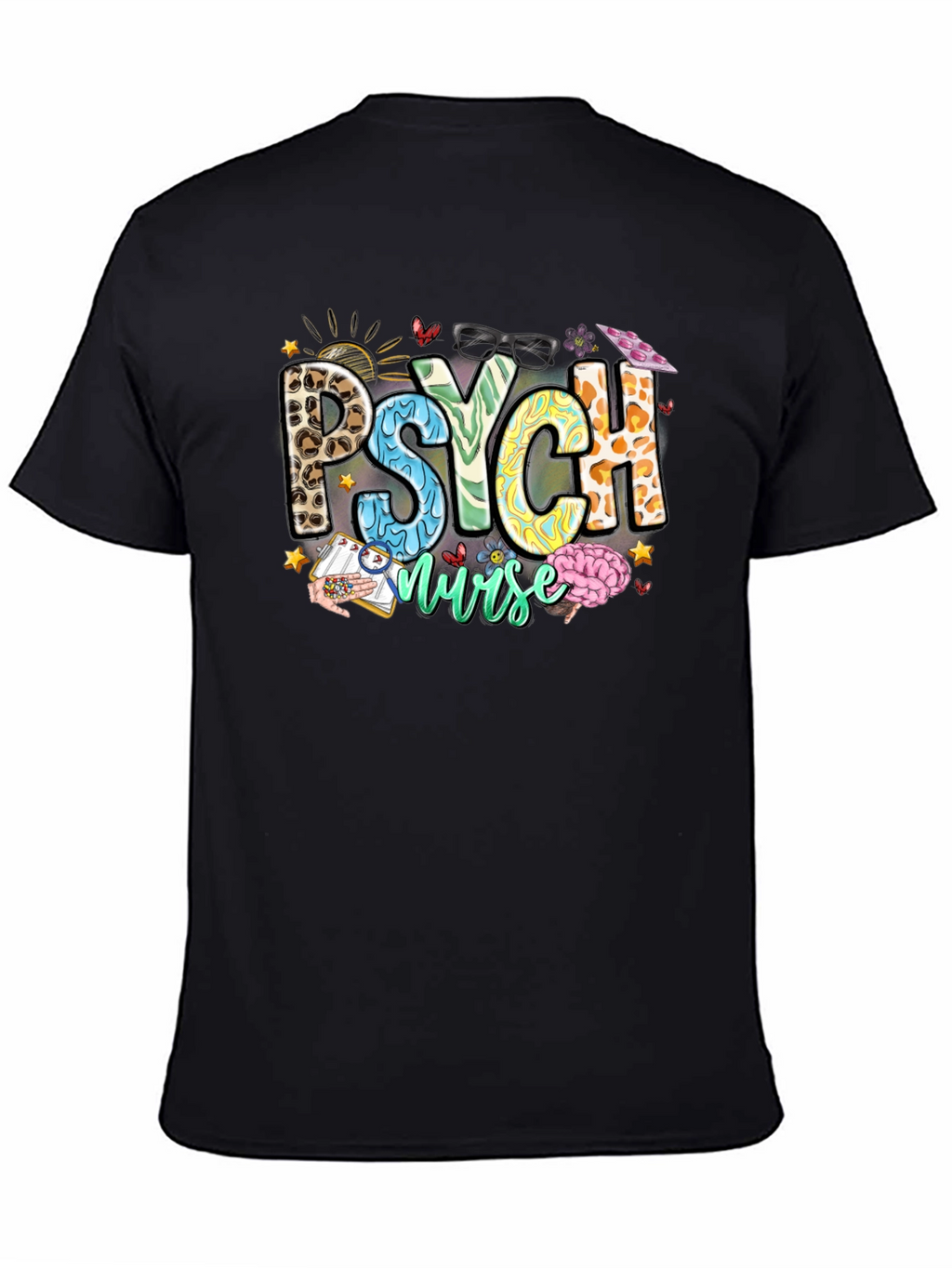 Psych Nurse T-Shirt - Leopard Print - Nursing Apparel
